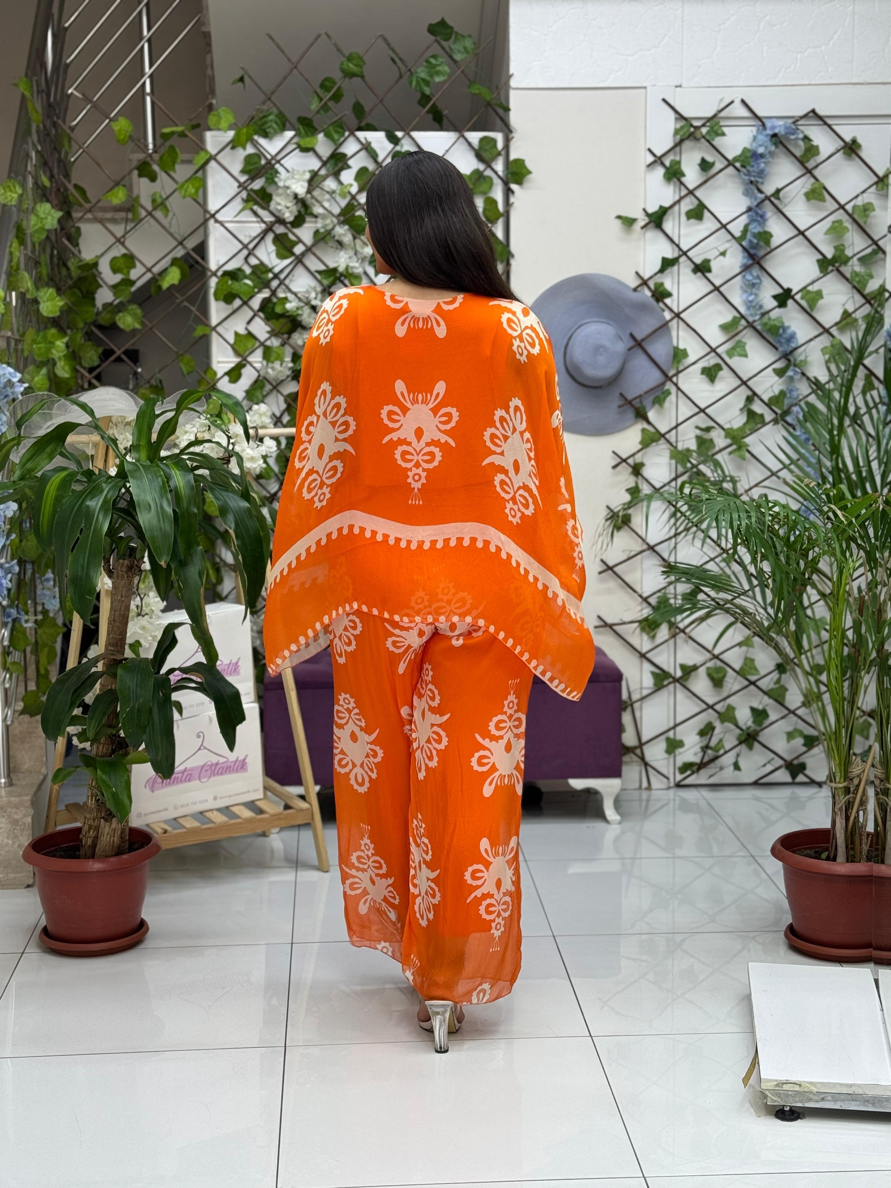 Y2065 Conjunto de seda satinada italiana Naranja