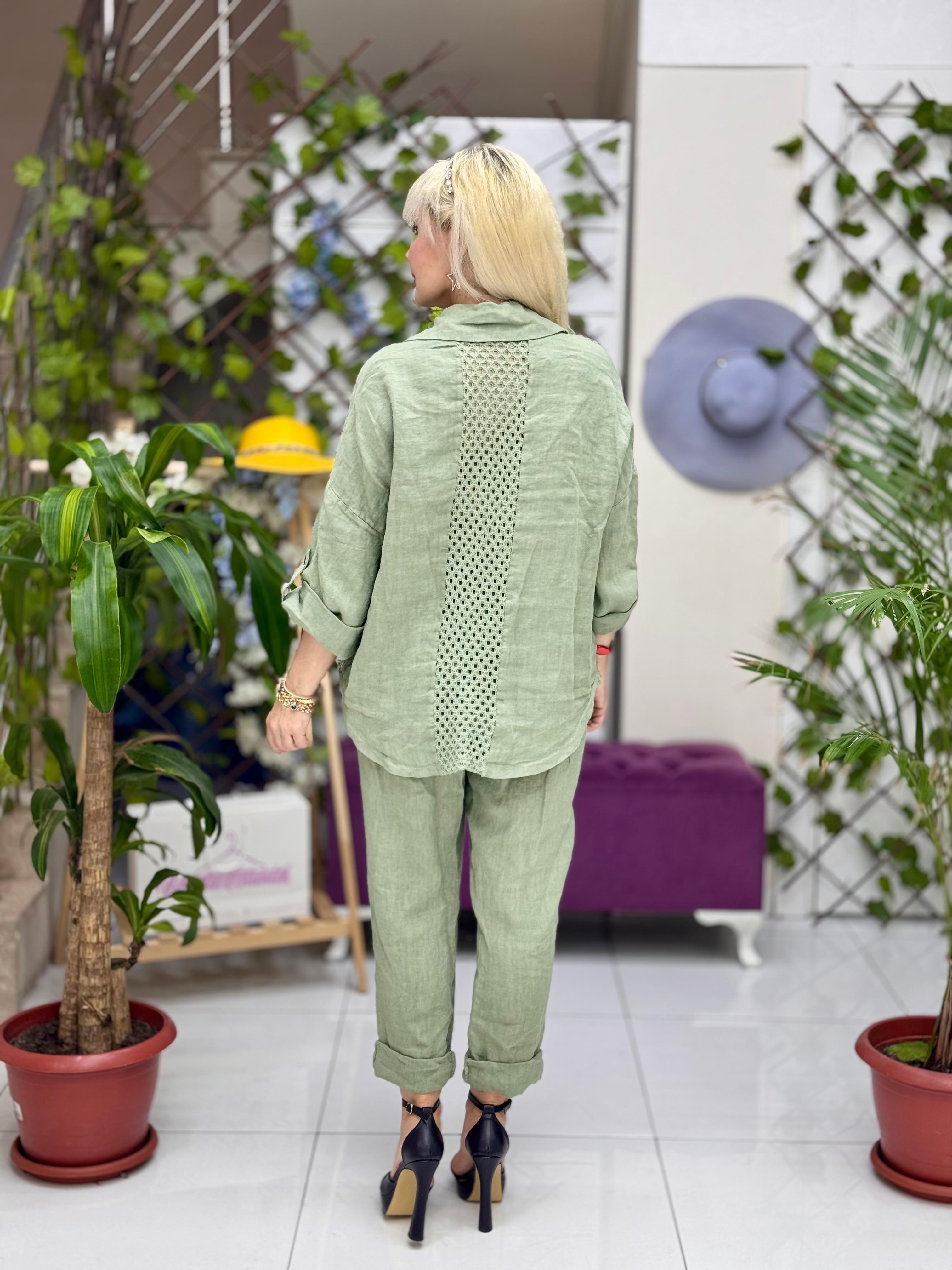 N10661 Traje Italiano Lino Ciruela