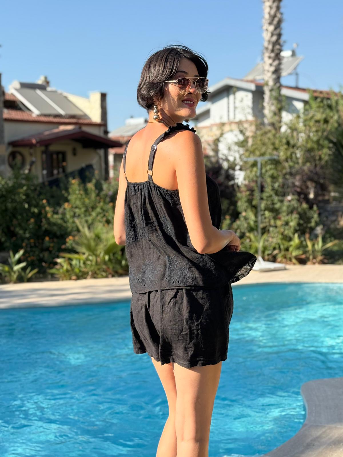N10661 Traje Italiano Lino Ciruela