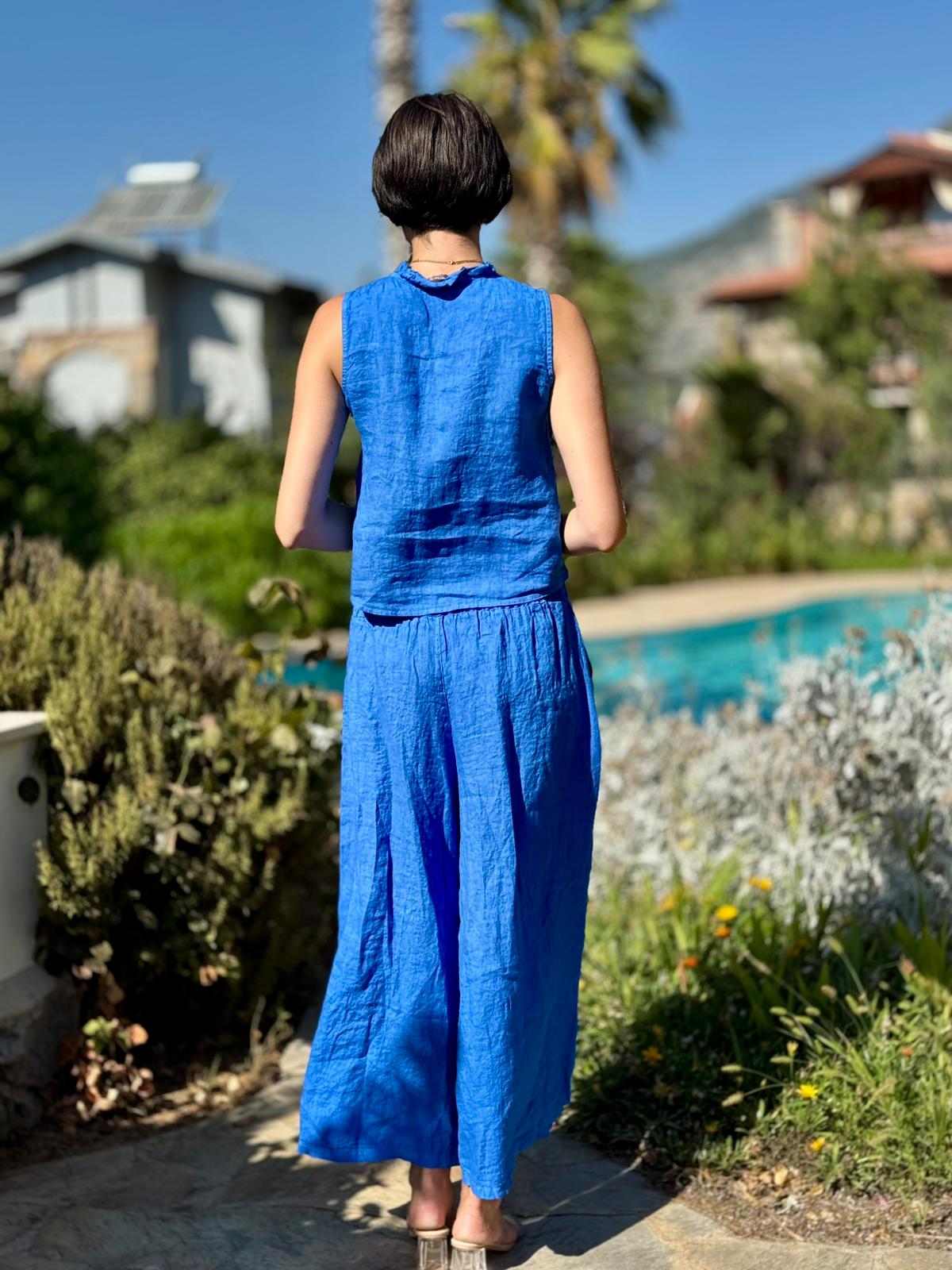 N10661 Traje Italiano Lino Ciruela