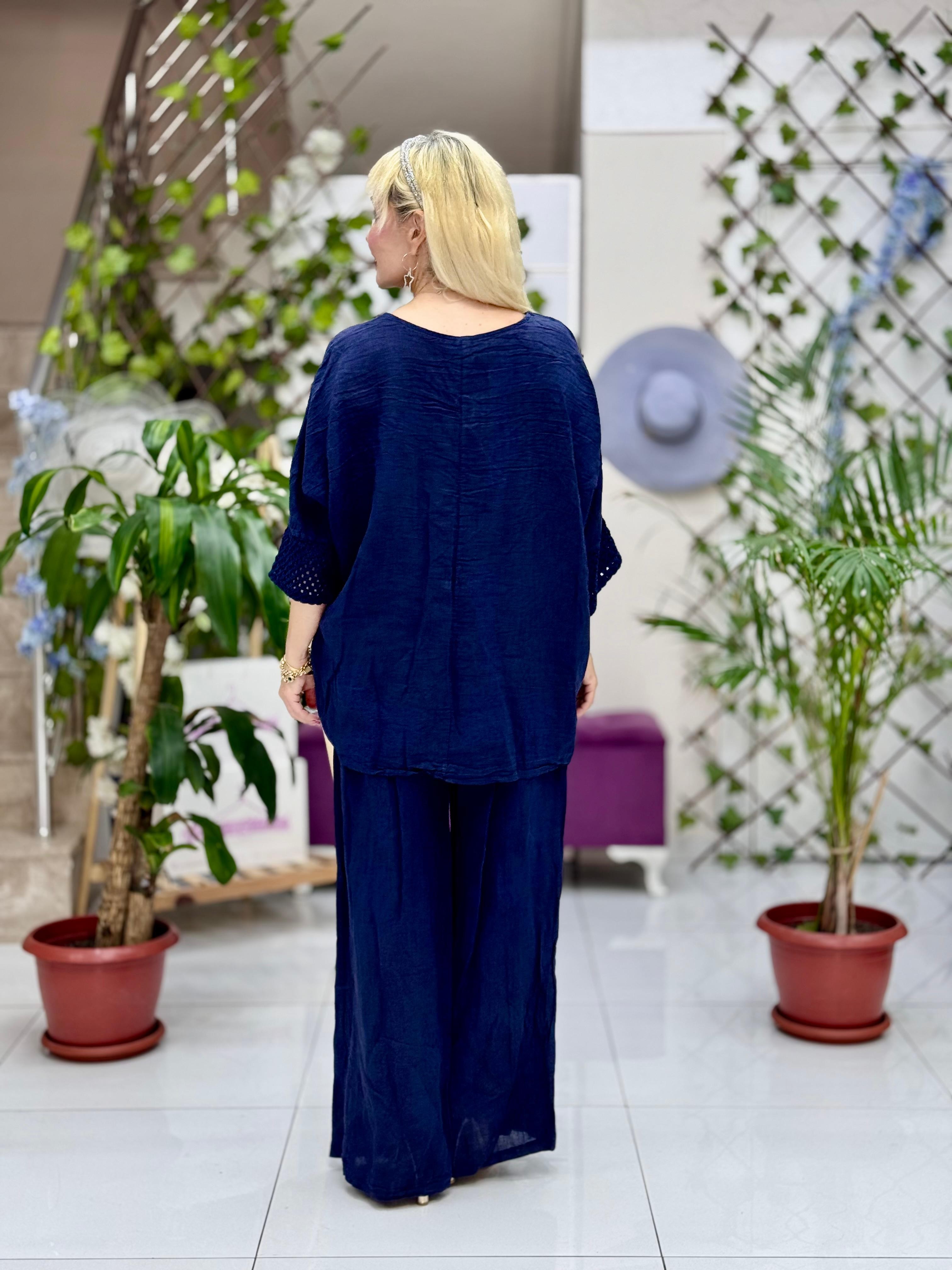 N10661 Traje Italiano Lino Ciruela