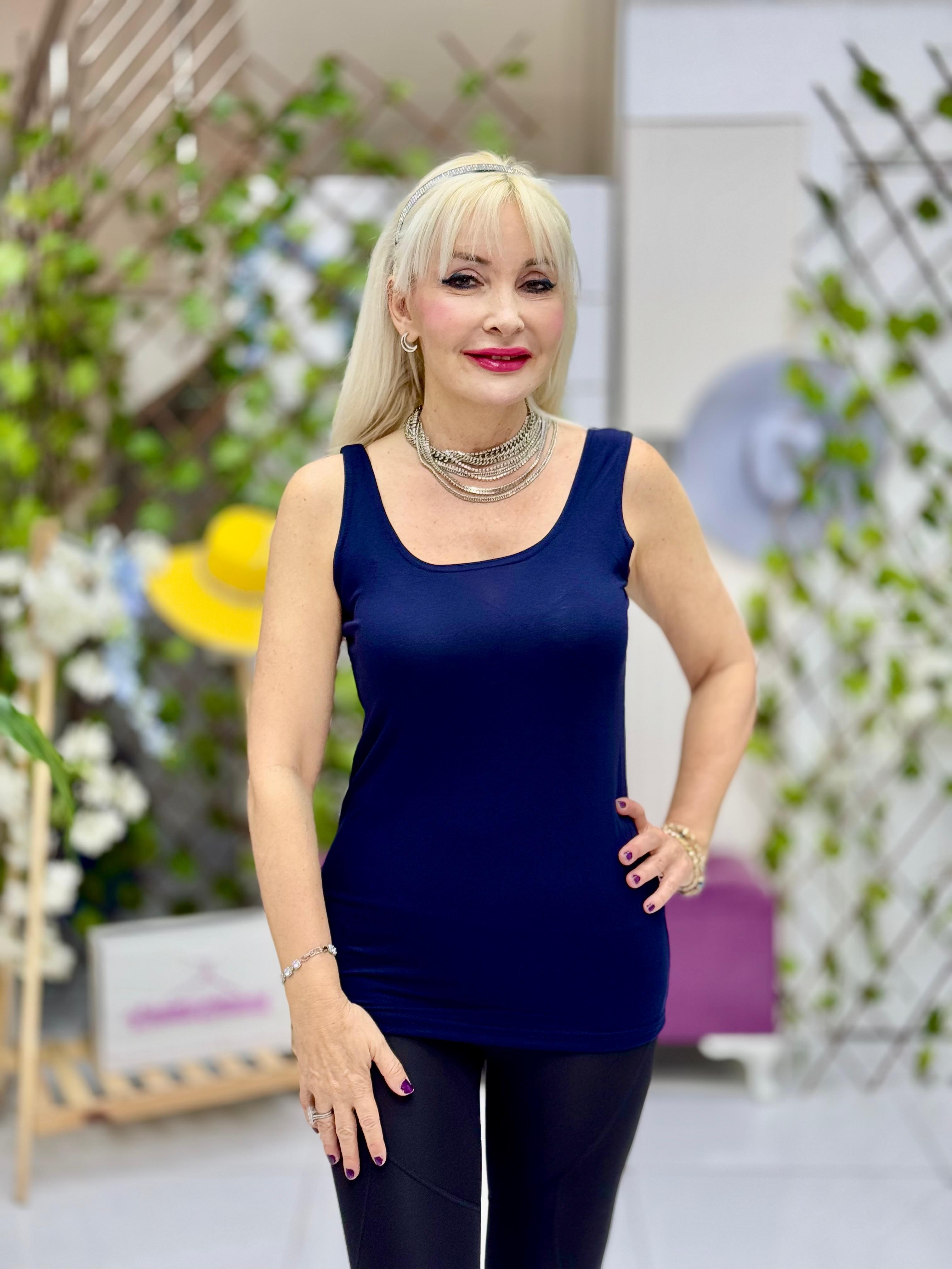 AY15100 Askılı Basic Penye Bluz Lacivert
