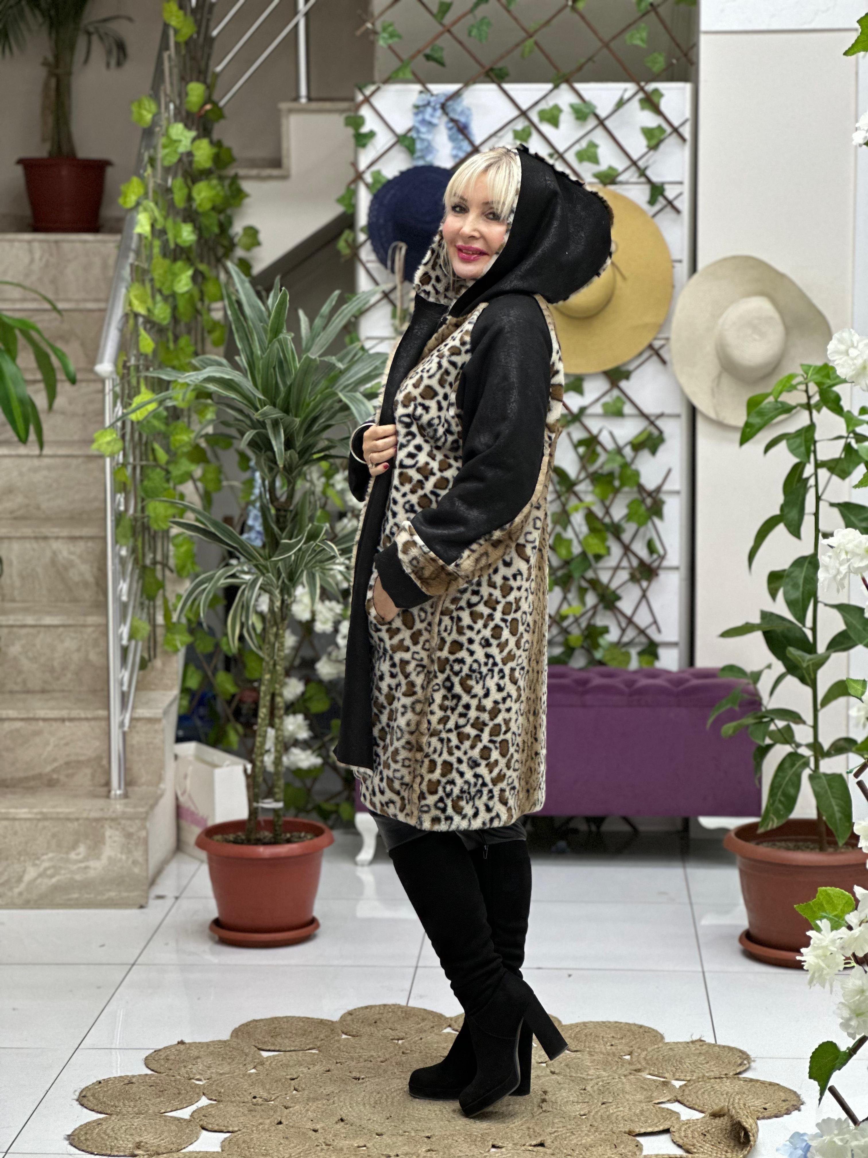 NC91140 Leopar Çift Taraflı  Nubuk Kaban