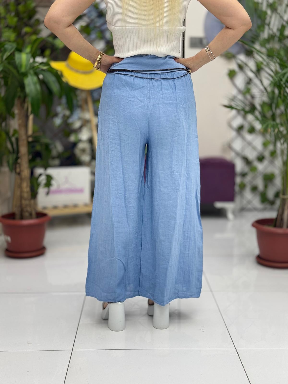 P3082 PANTALÓN LINO ITALIANO MARRÓN