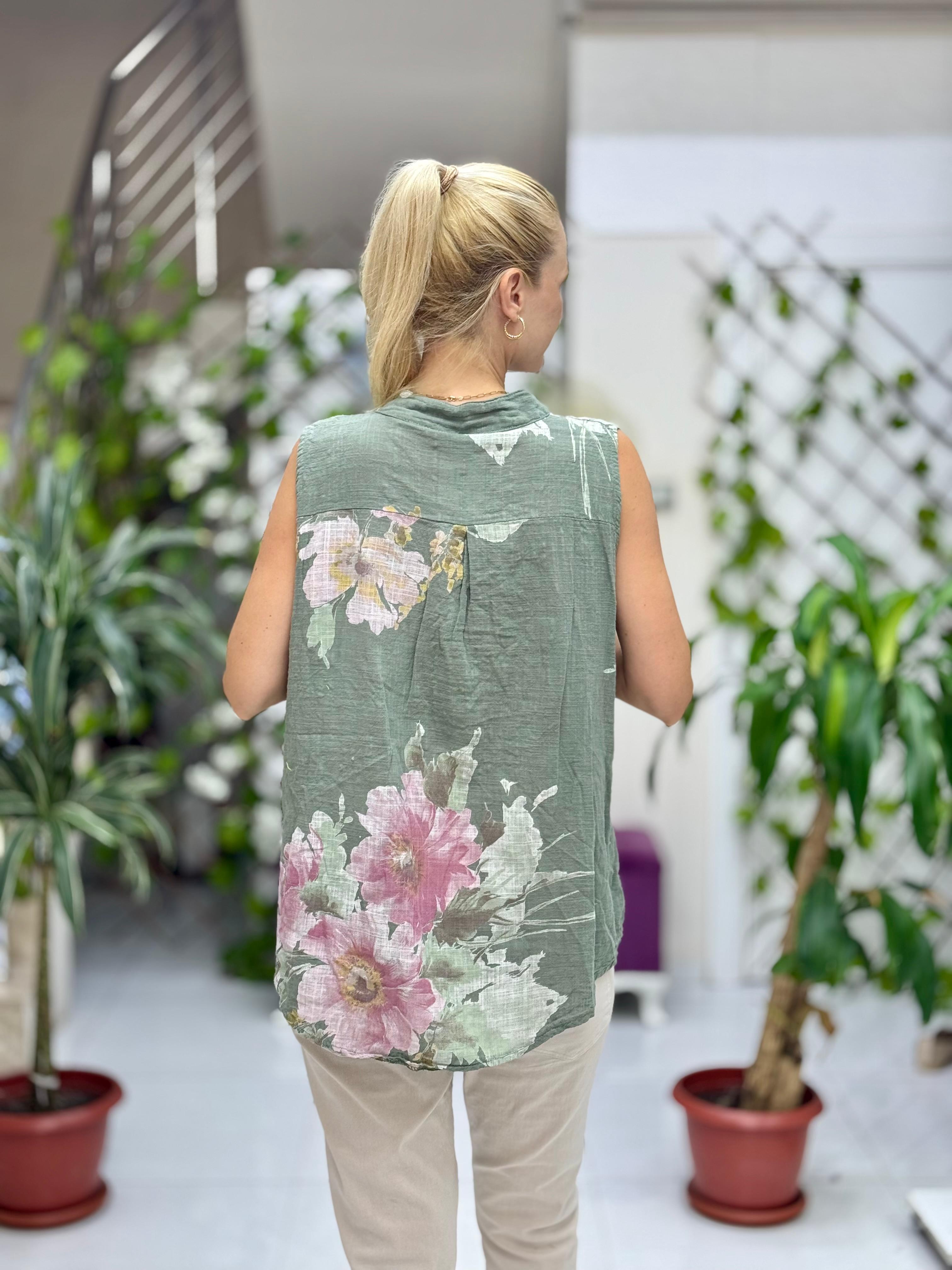 LS8819A Kolsuz Pamukketen Cepli İtalyan Bluz Haki