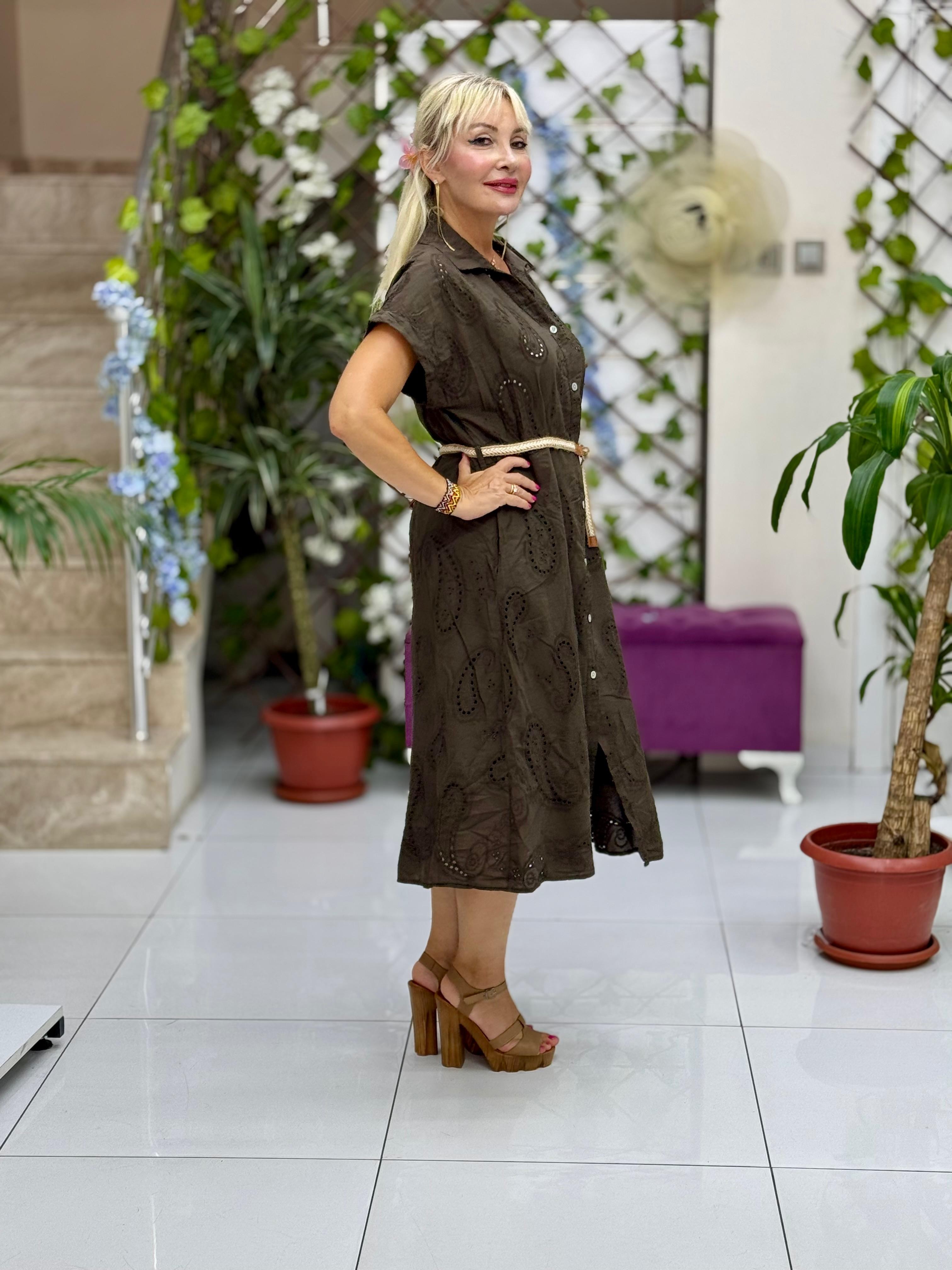 N20725 Vestido de algodón italiano Rosa