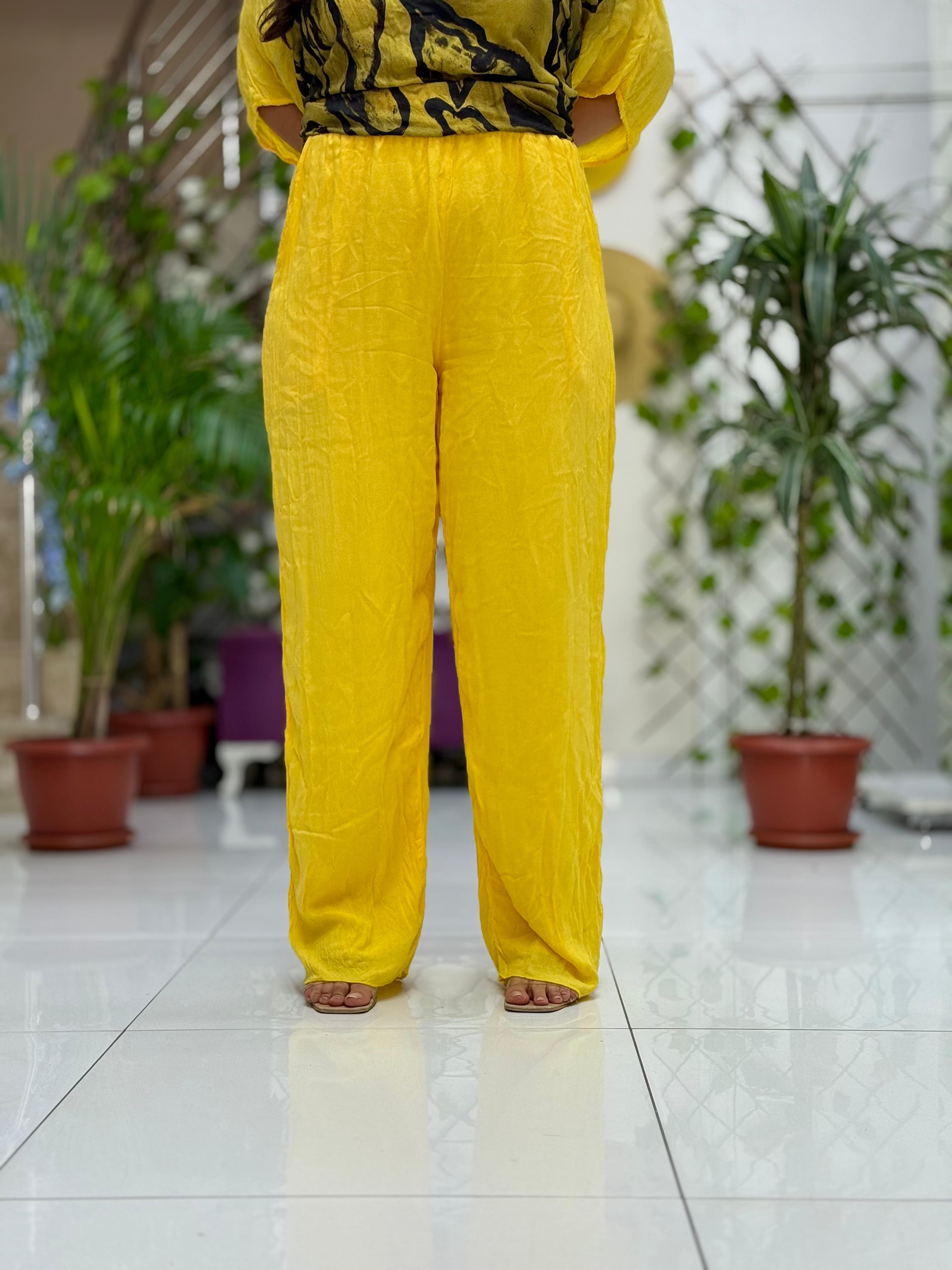 VL3015 Yüksek Bel Basic Vual Pantolon Sarı