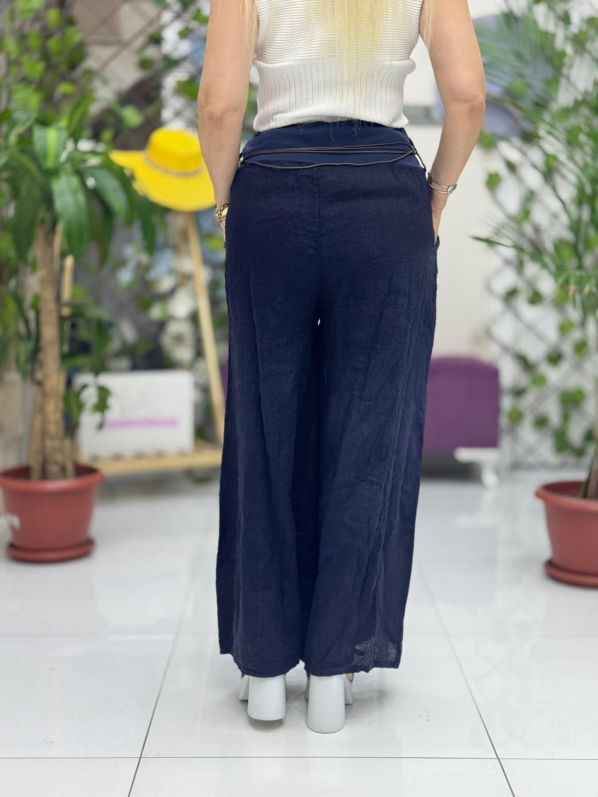 P3082 PANTALÓN LINO ITALIANO MARRÓN