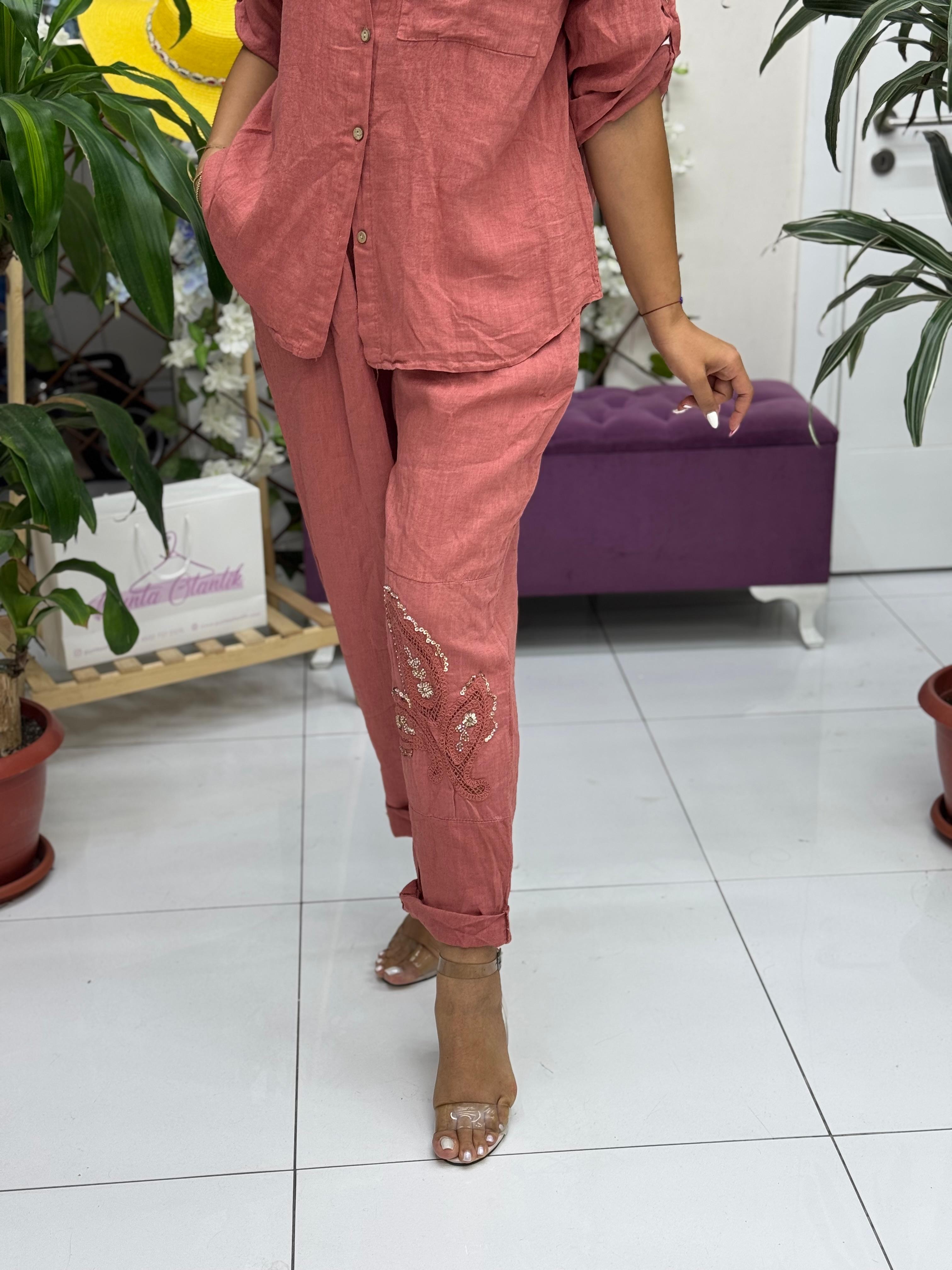 N10661 Traje Italiano Lino Ciruela