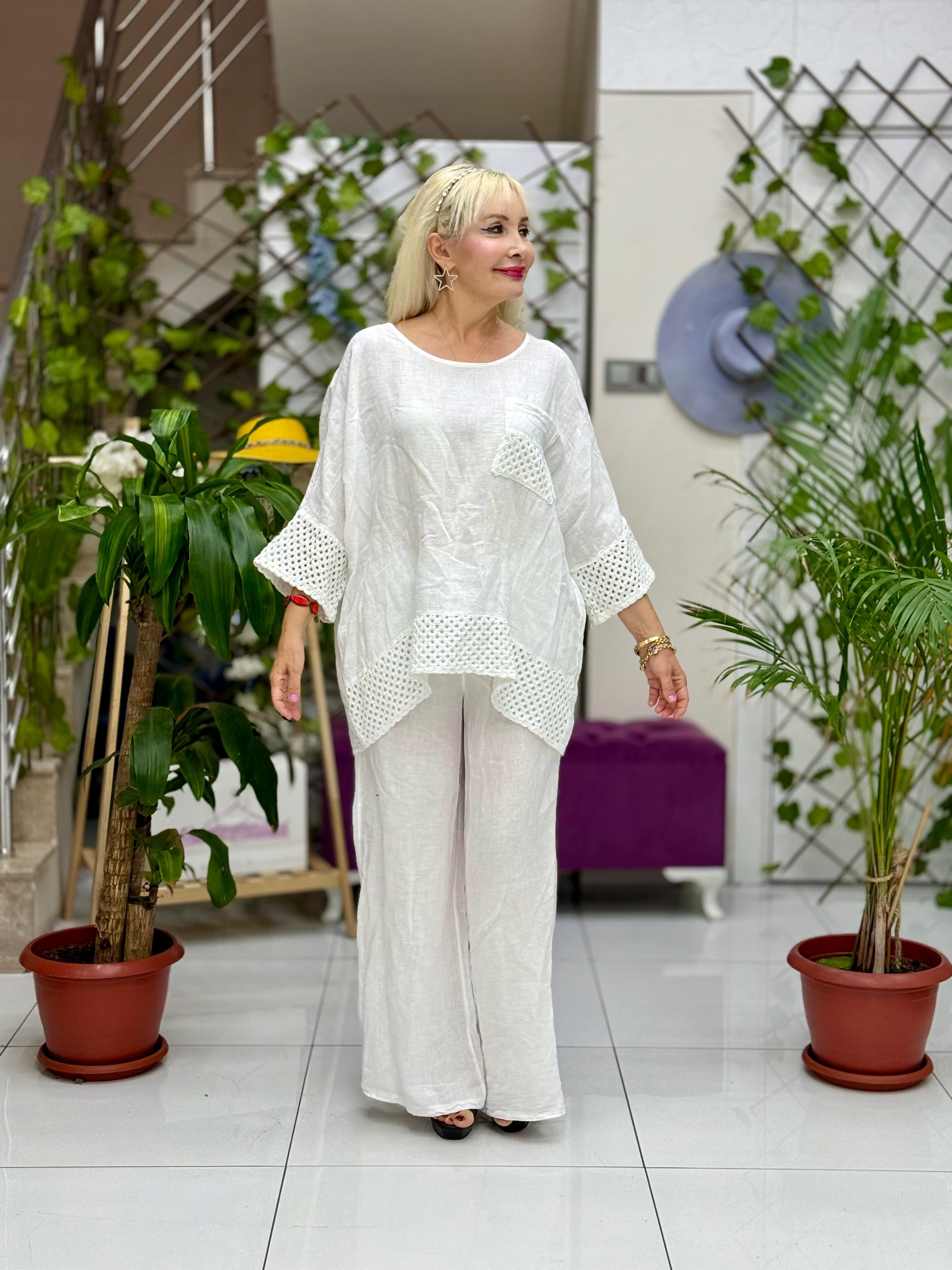 N10661 Traje Italiano Lino Ciruela