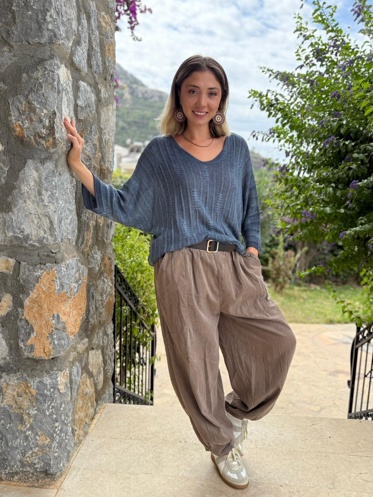 LS2203 İtalyan Kemerli Kadife Pantolon Vizon