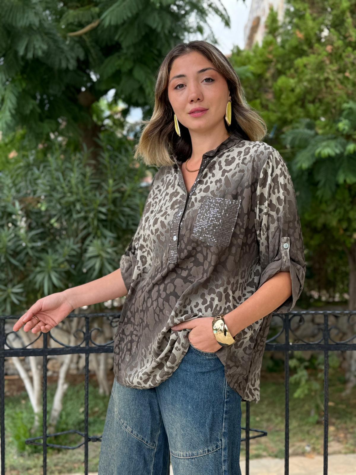 NC63107 İtalyan Coton Bluz Kahve