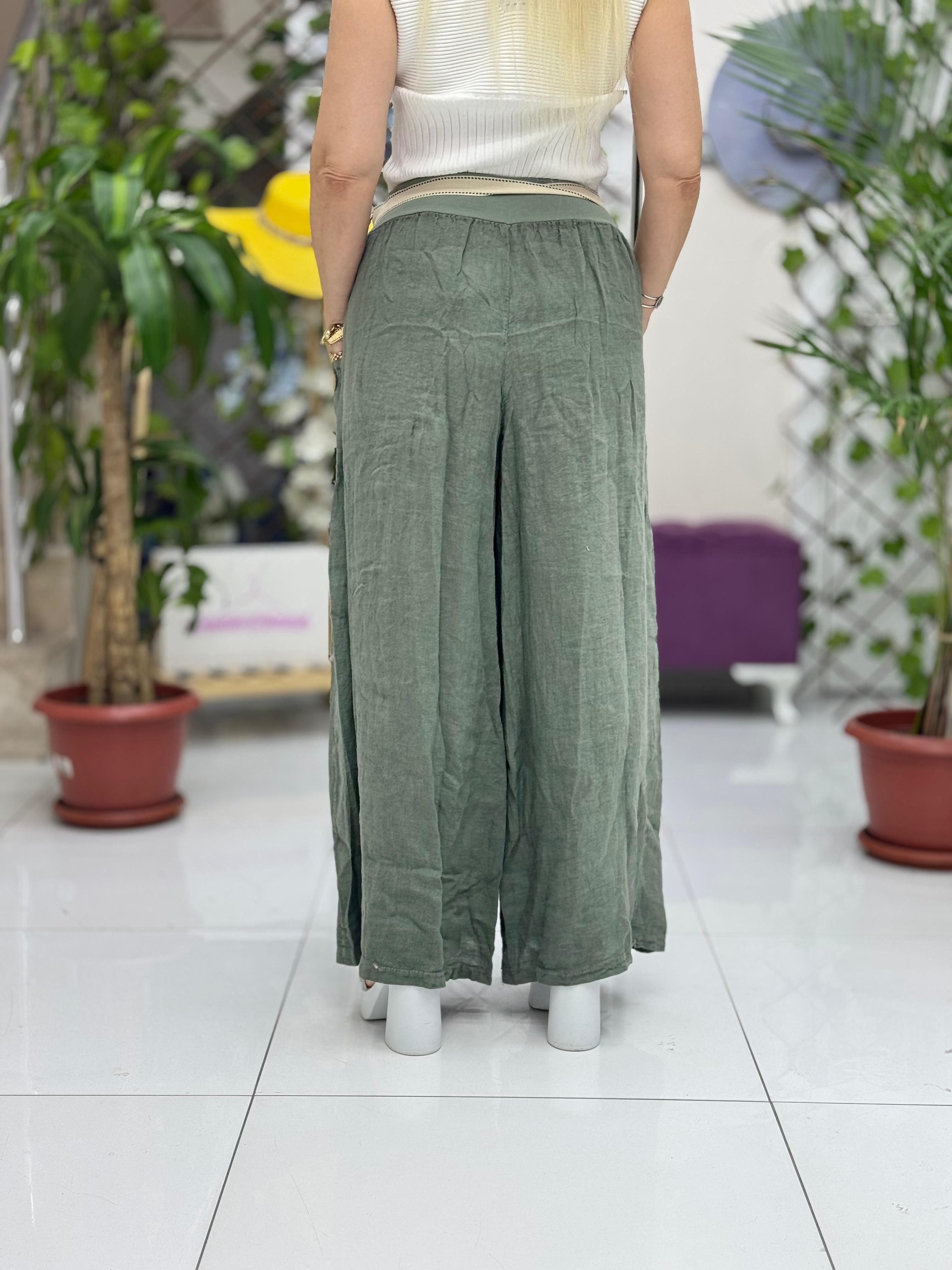 NC2613 İtalyan Keten Pantolon Haki