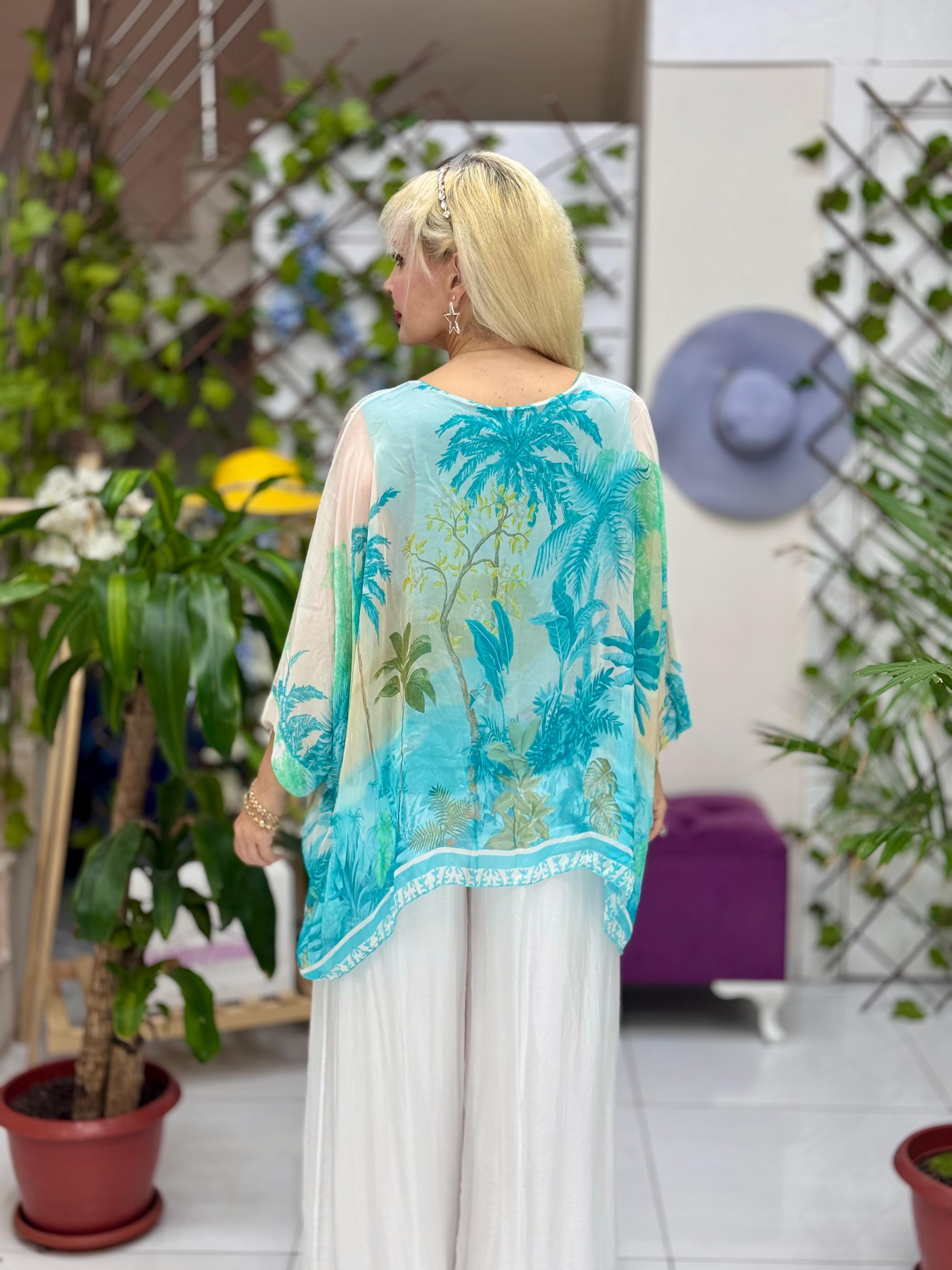 N6840 Blusa Seda Italiana Negro