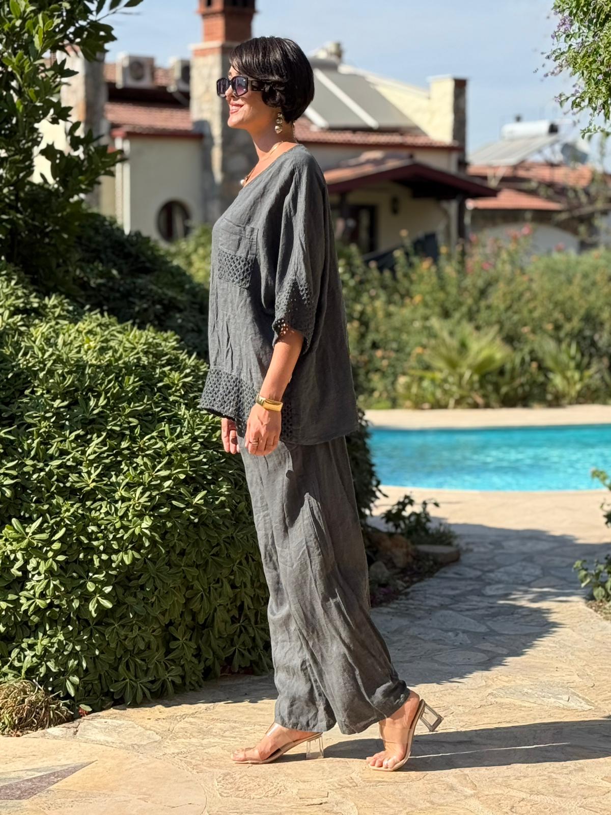 PT12050 İtalyan Keten Takım Füme