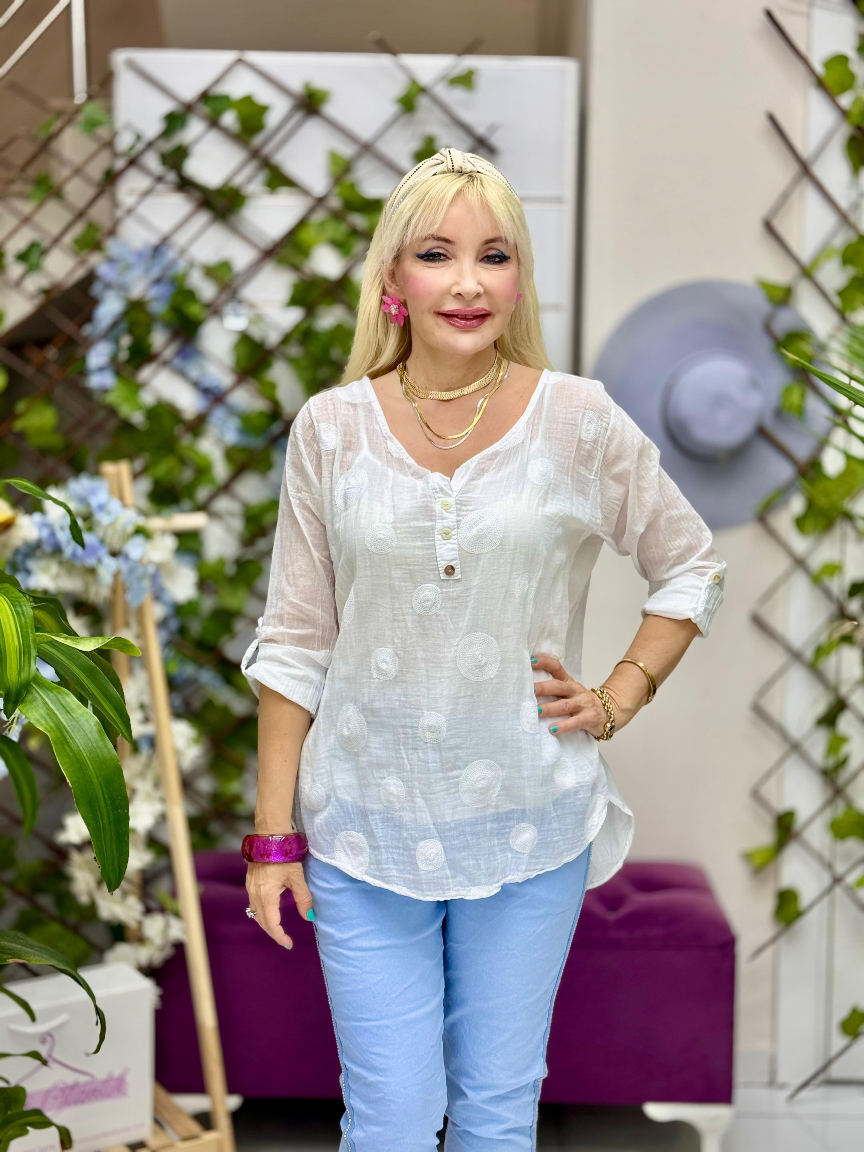 YG2033 İtalyan Güpürlü Coton Bluz Beyaz