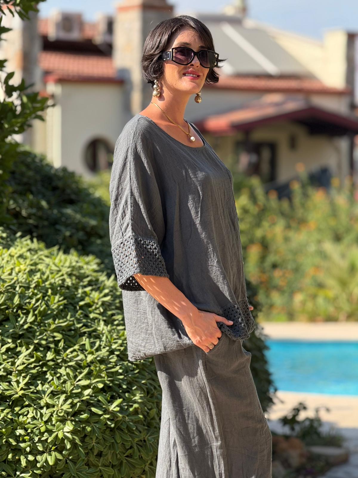 PT12050 İtalyan Keten Takım Füme