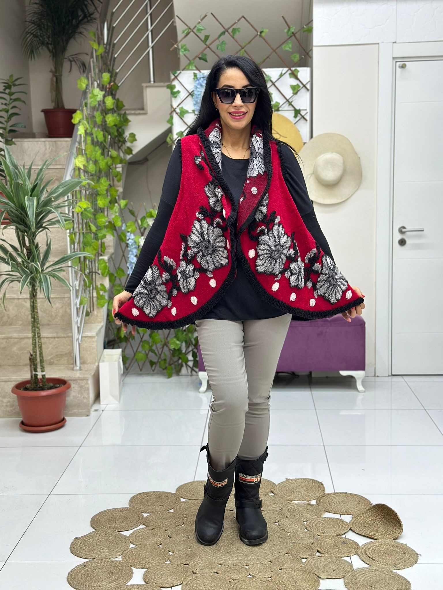LS82434 İtalyan Keçe Yelek Kırmızı