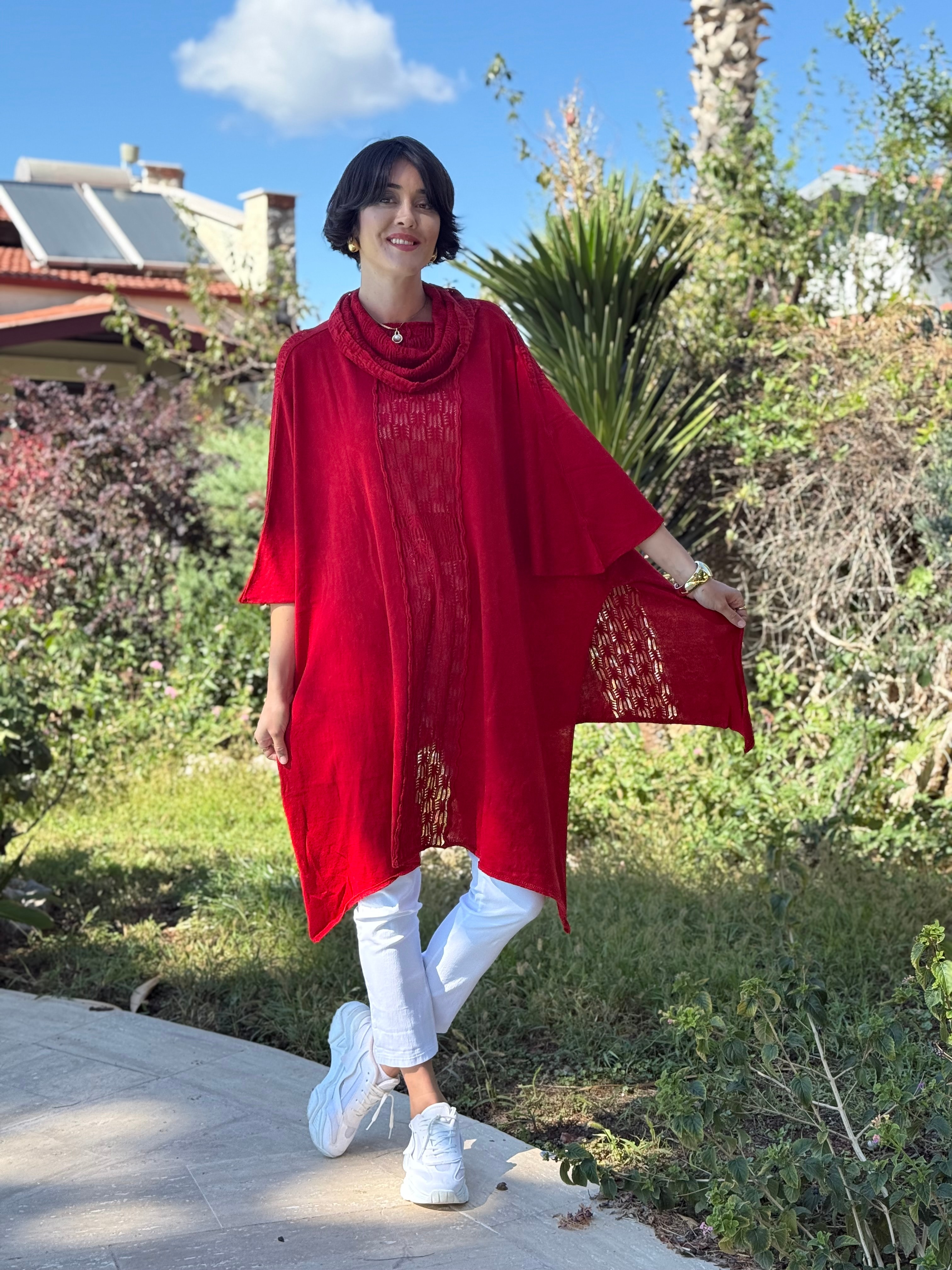 Sc2520 Yikamali Triko Kazak Kırmızı