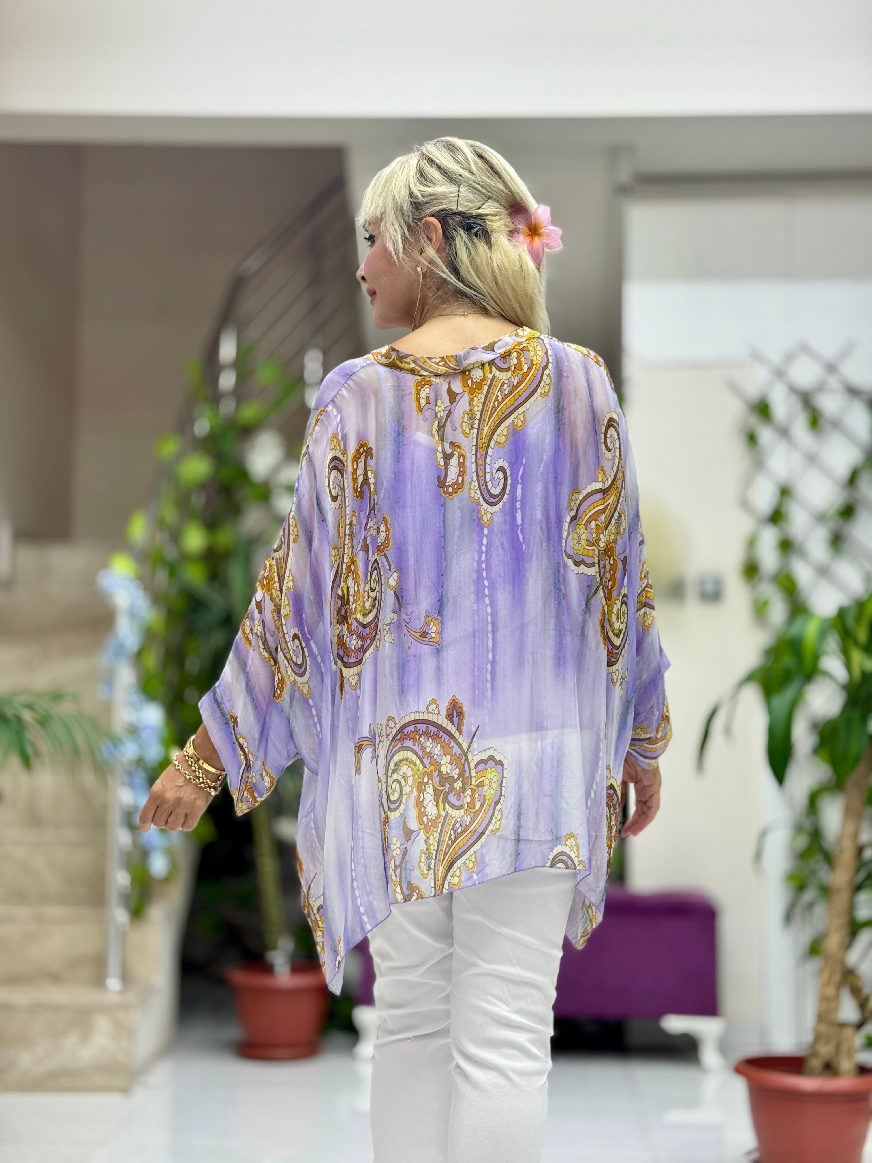 Nb502001 İtalyan İpek Bluz Lila