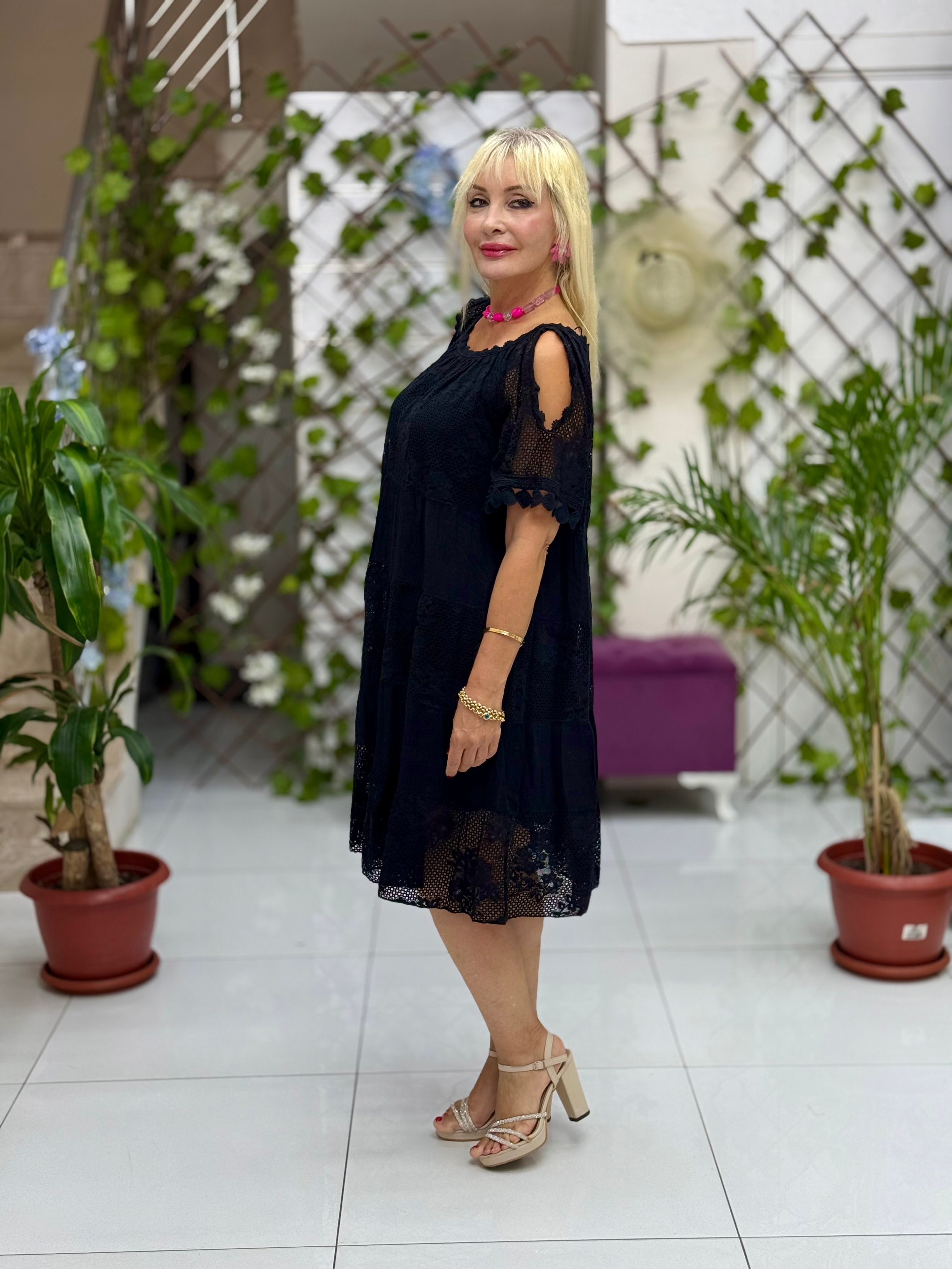 N20725 Vestido de algodón italiano Rosa