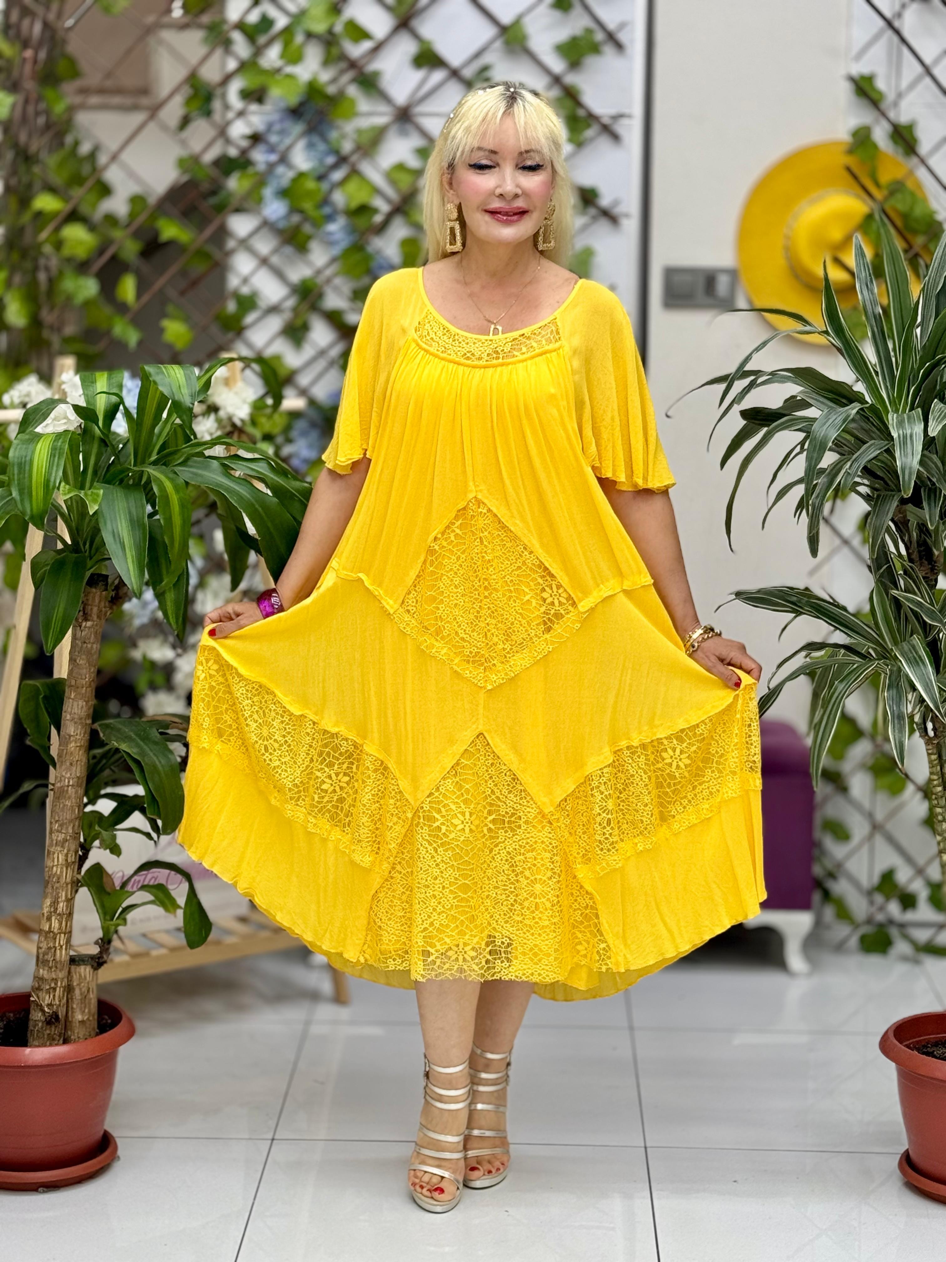 VL5510 Marselina Vual Elbise Sarı