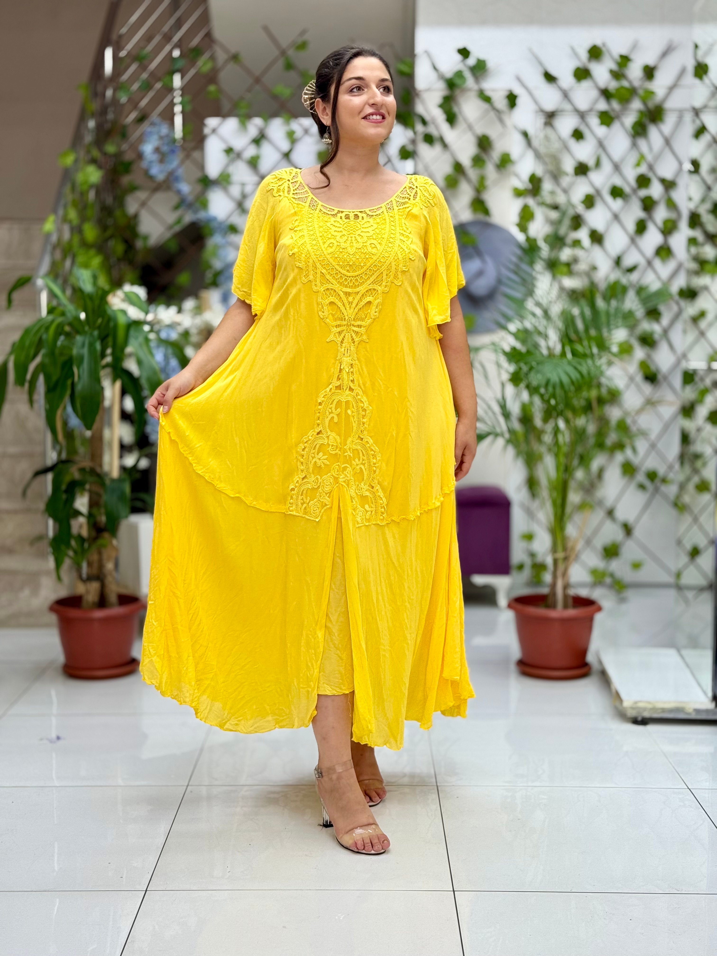 VL1420 Hürrem Vual Elbise Sarı