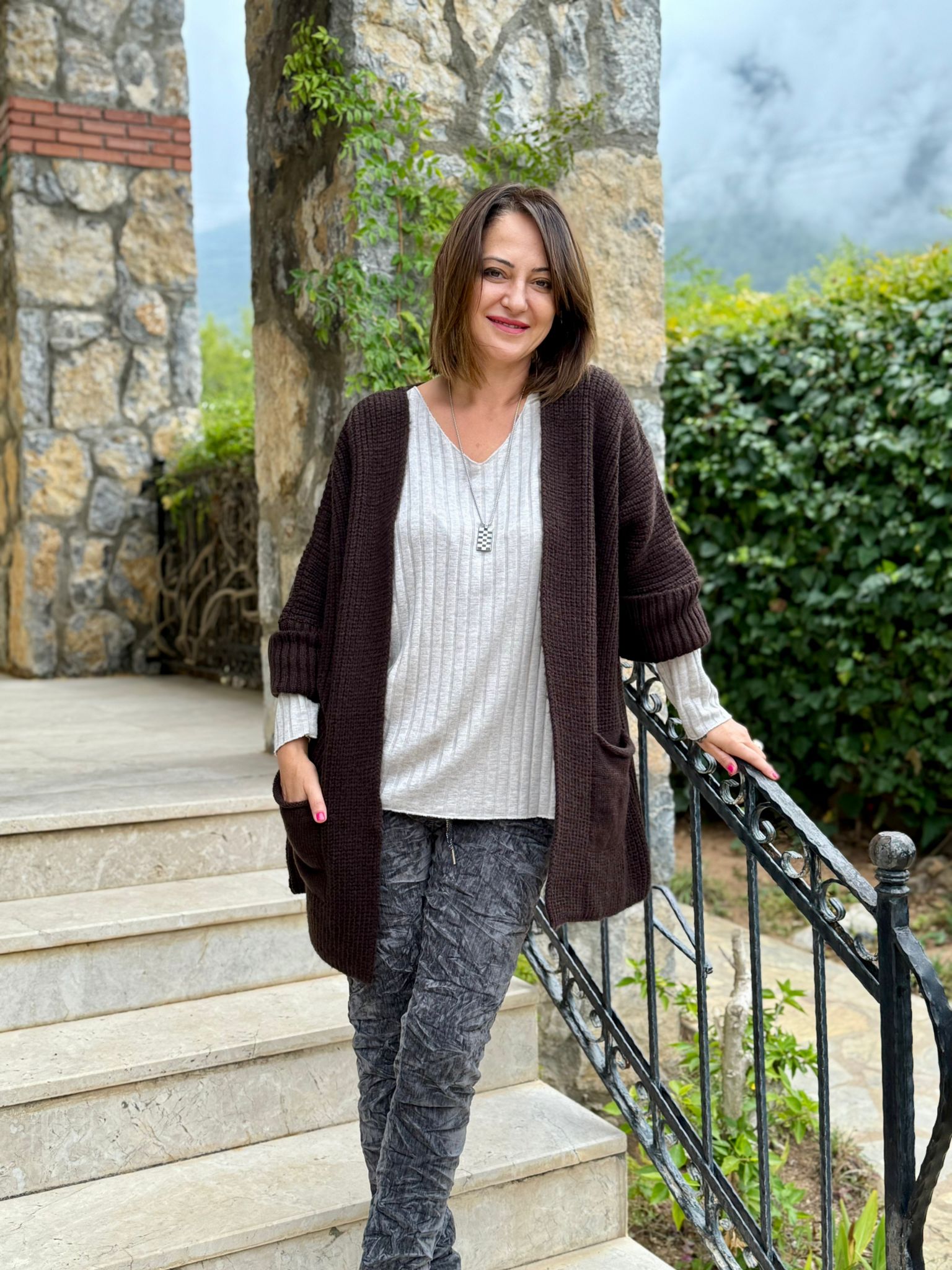 Sc2403 Jersey De Punto Lavado Marrón