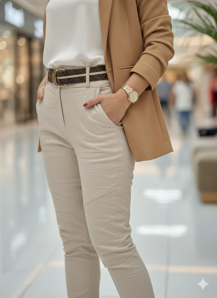 NC21358 İtalyan Coton Pantolon Krem