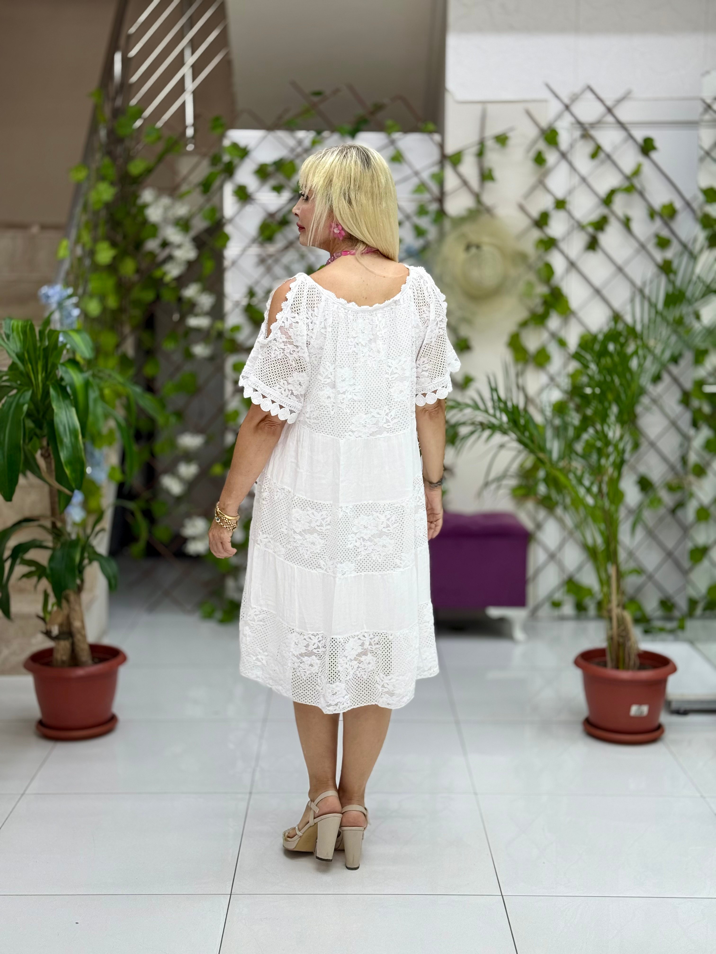 N20725 Vestido de algodón italiano Rosa