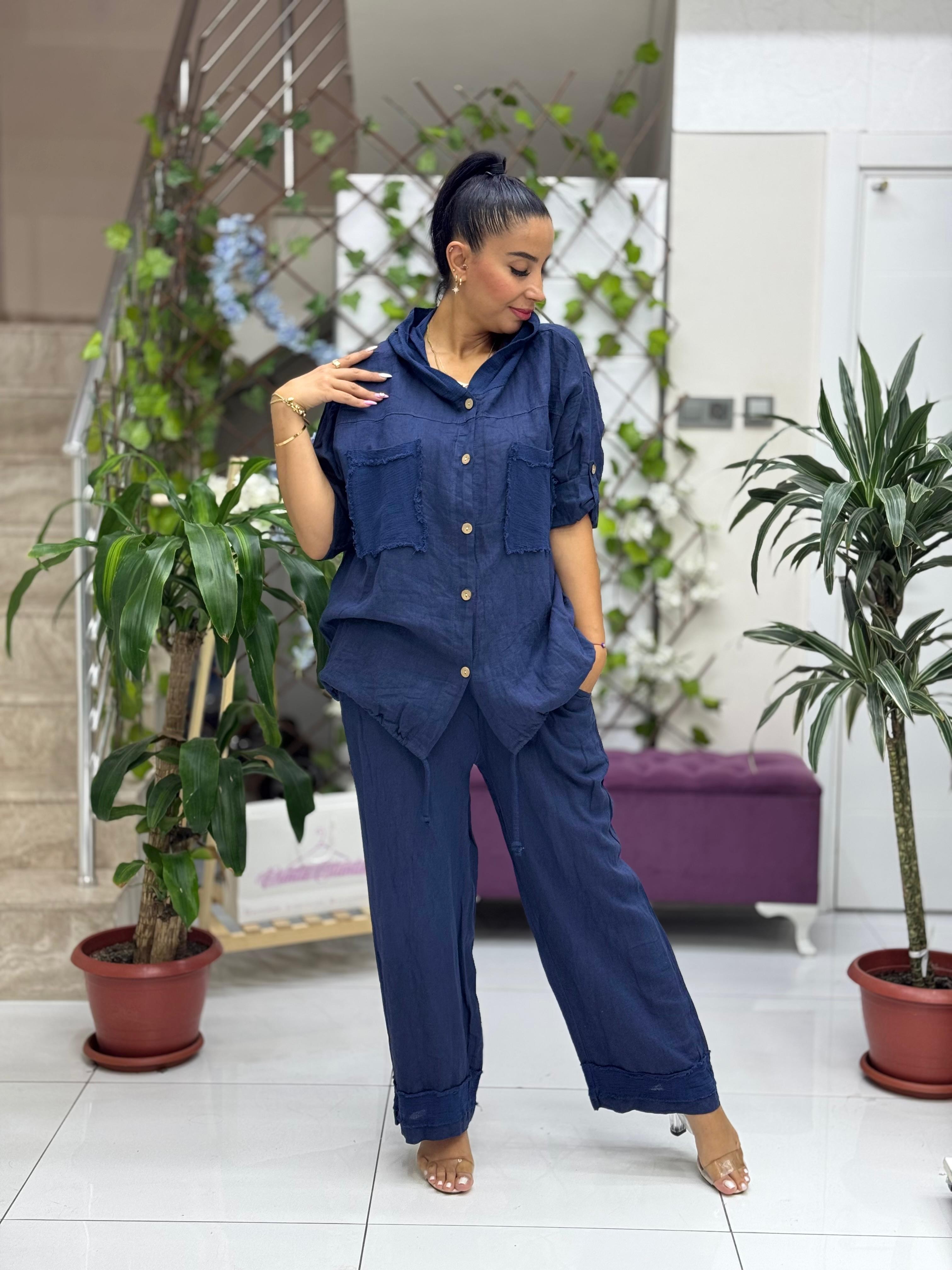 N10661 Traje Italiano Lino Ciruela