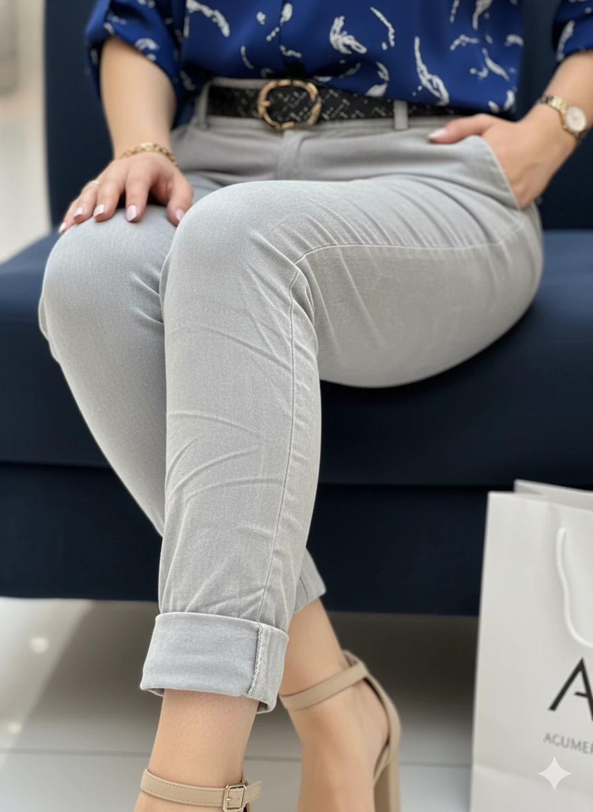 NC21358 İtalyan Coton Pantolon Gri