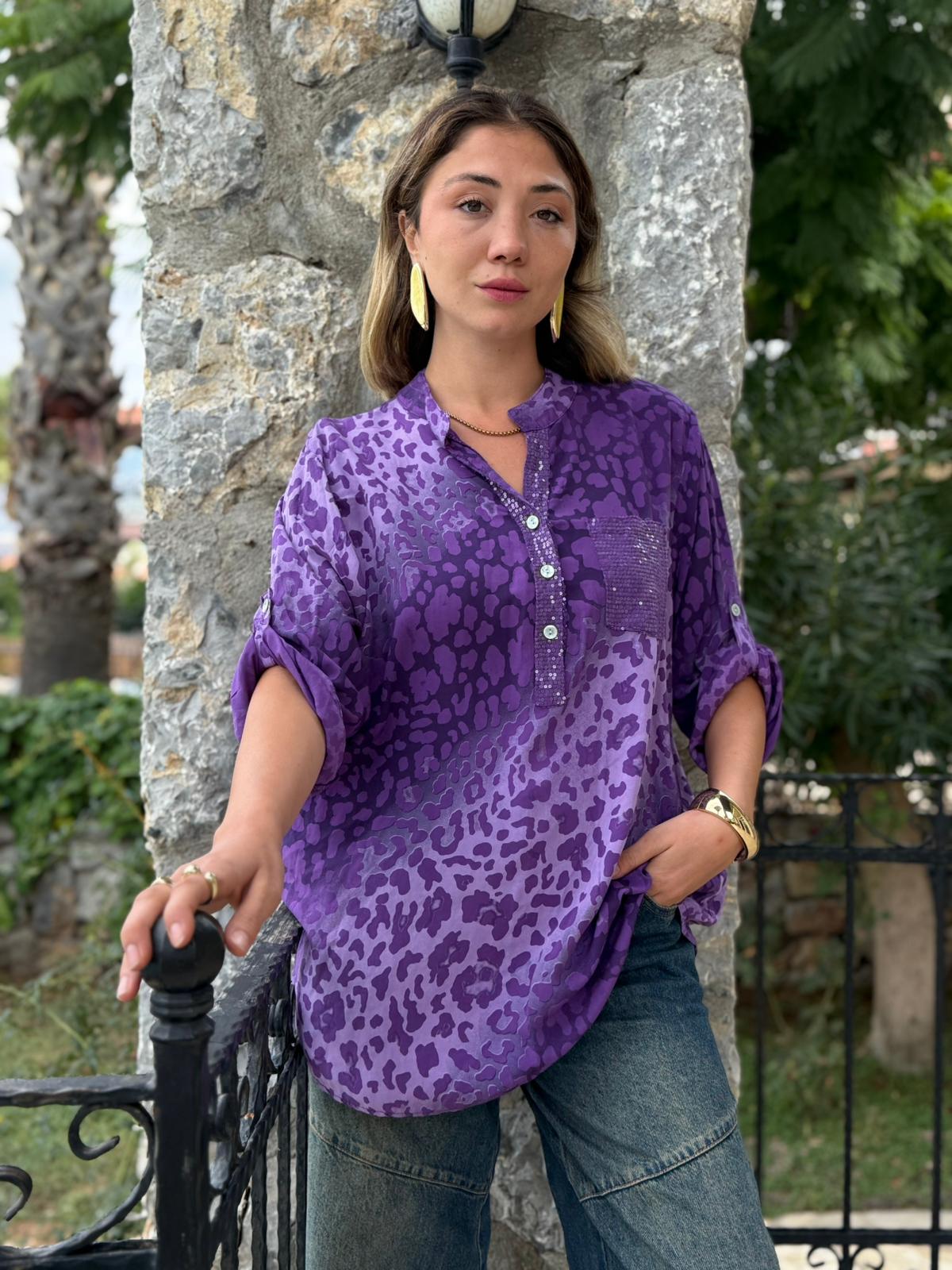 NC63107 İtalyan Coton Bluz Mor