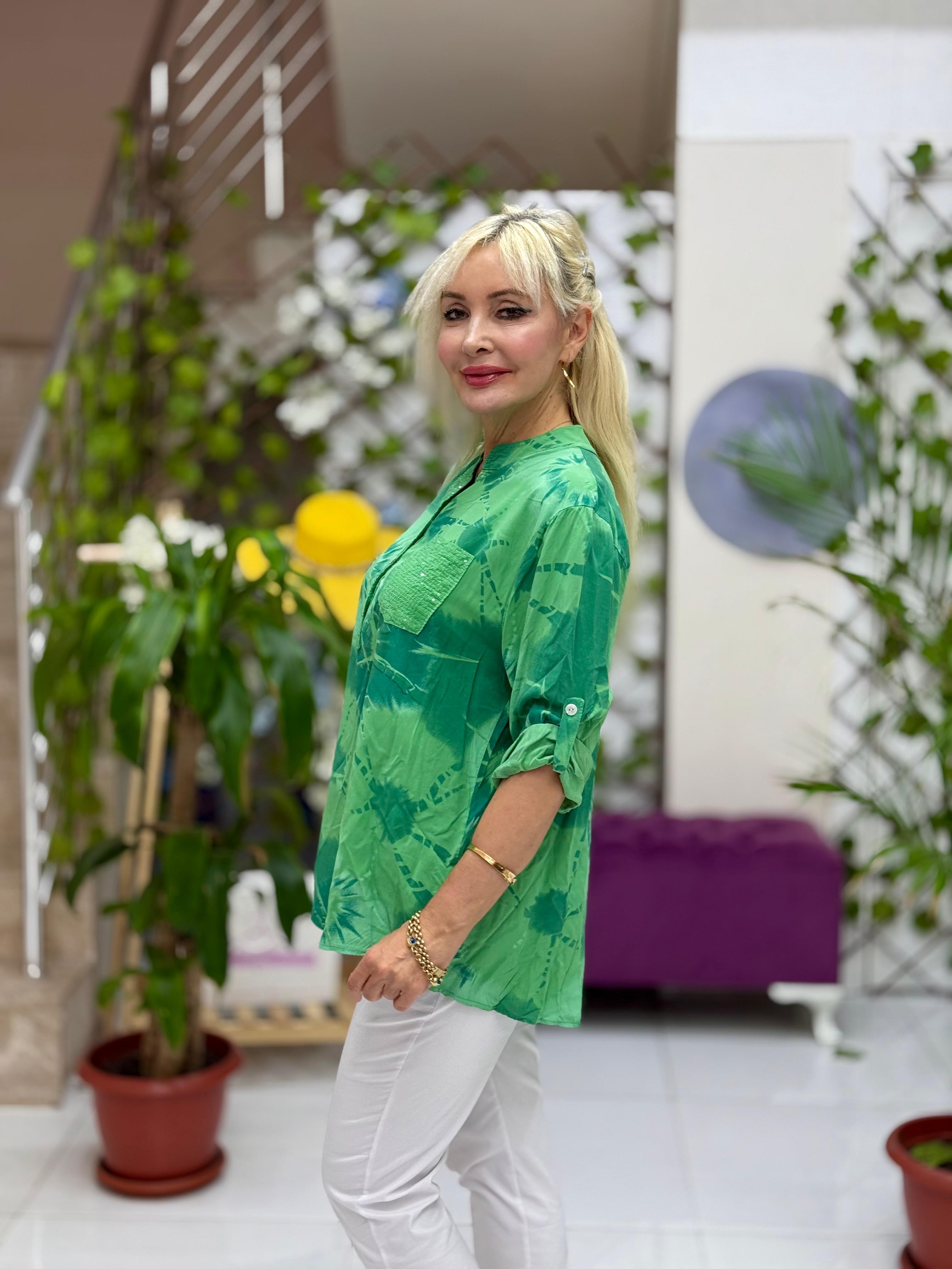 NC15420 İtalyan Coton Bluz Yeşil