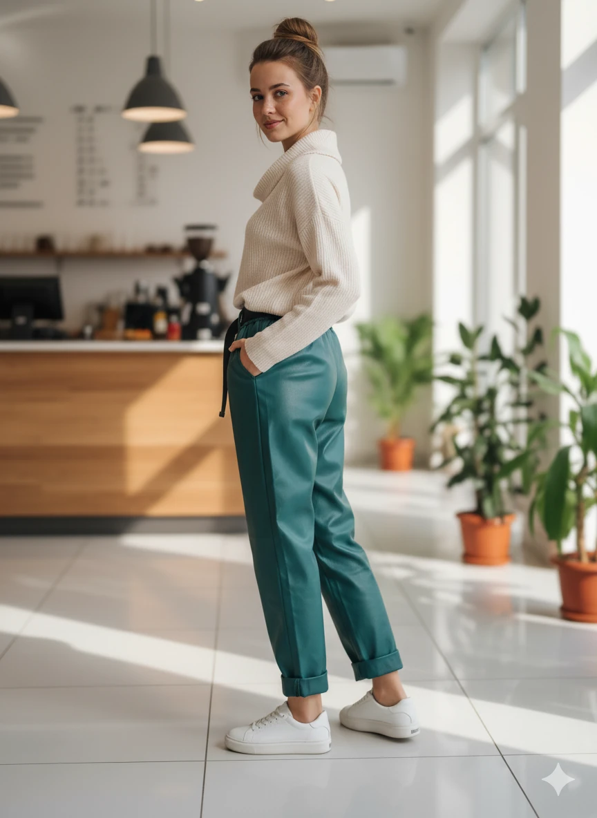 NC8600 İtalyan Deri Pantolon Petrol