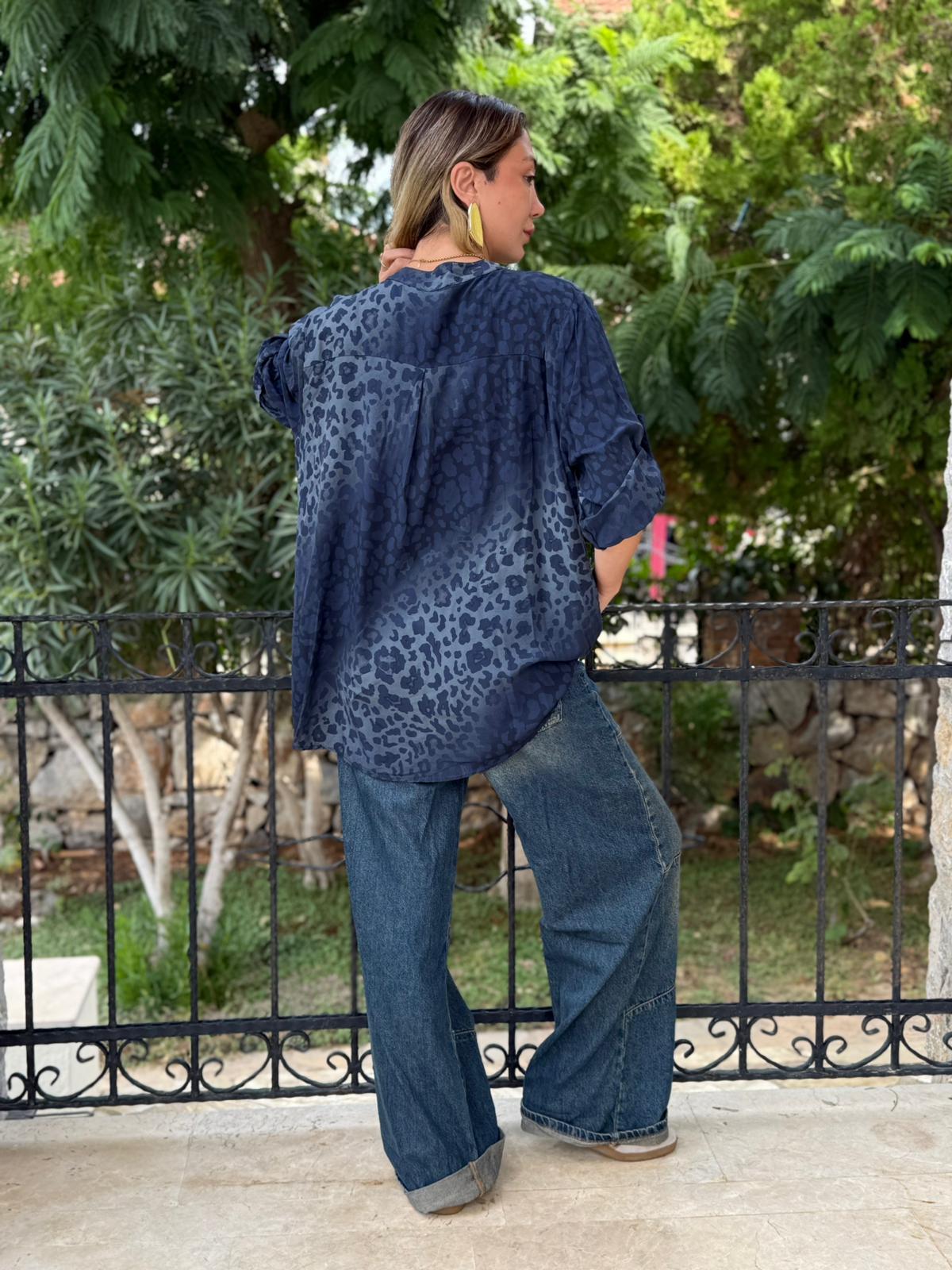 NC63107 İtalyan Coton Bluz Lacivert