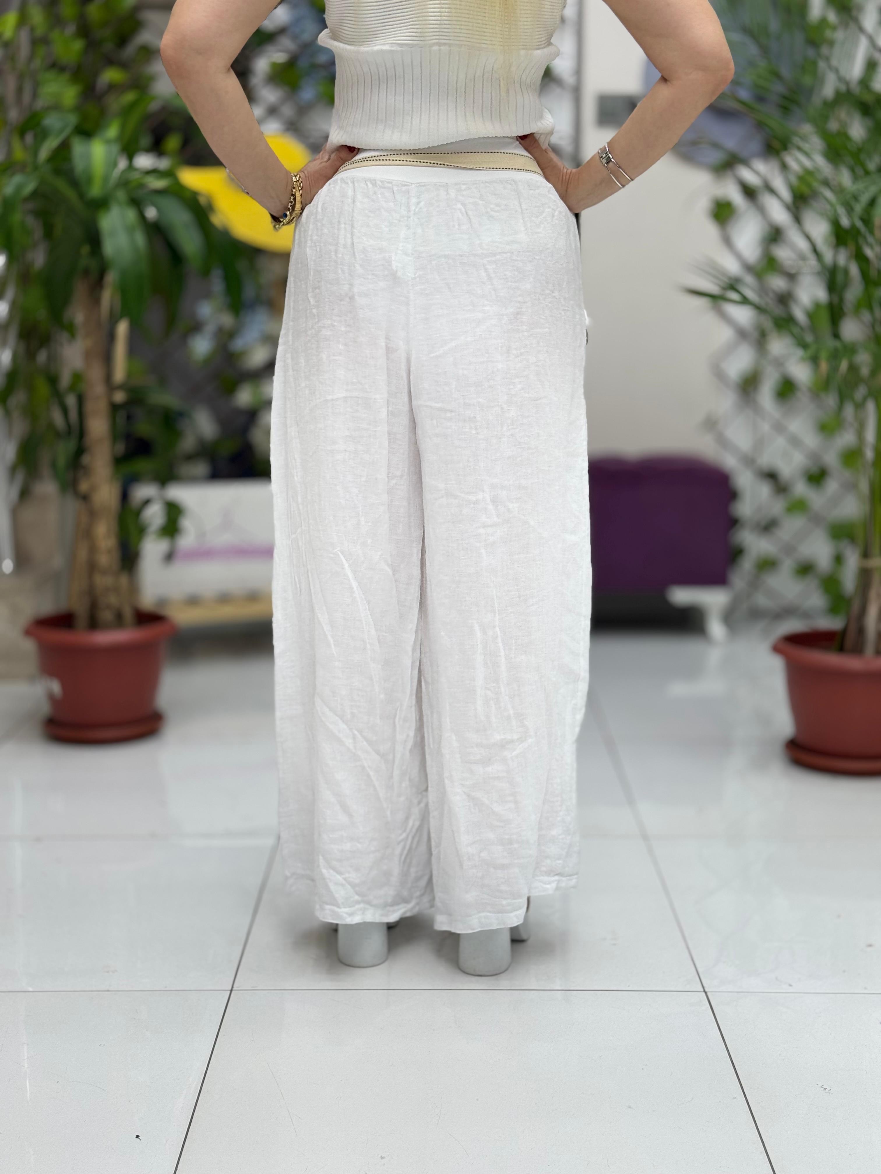 NC2613 İtalyan Keten Pantolon Beyaz