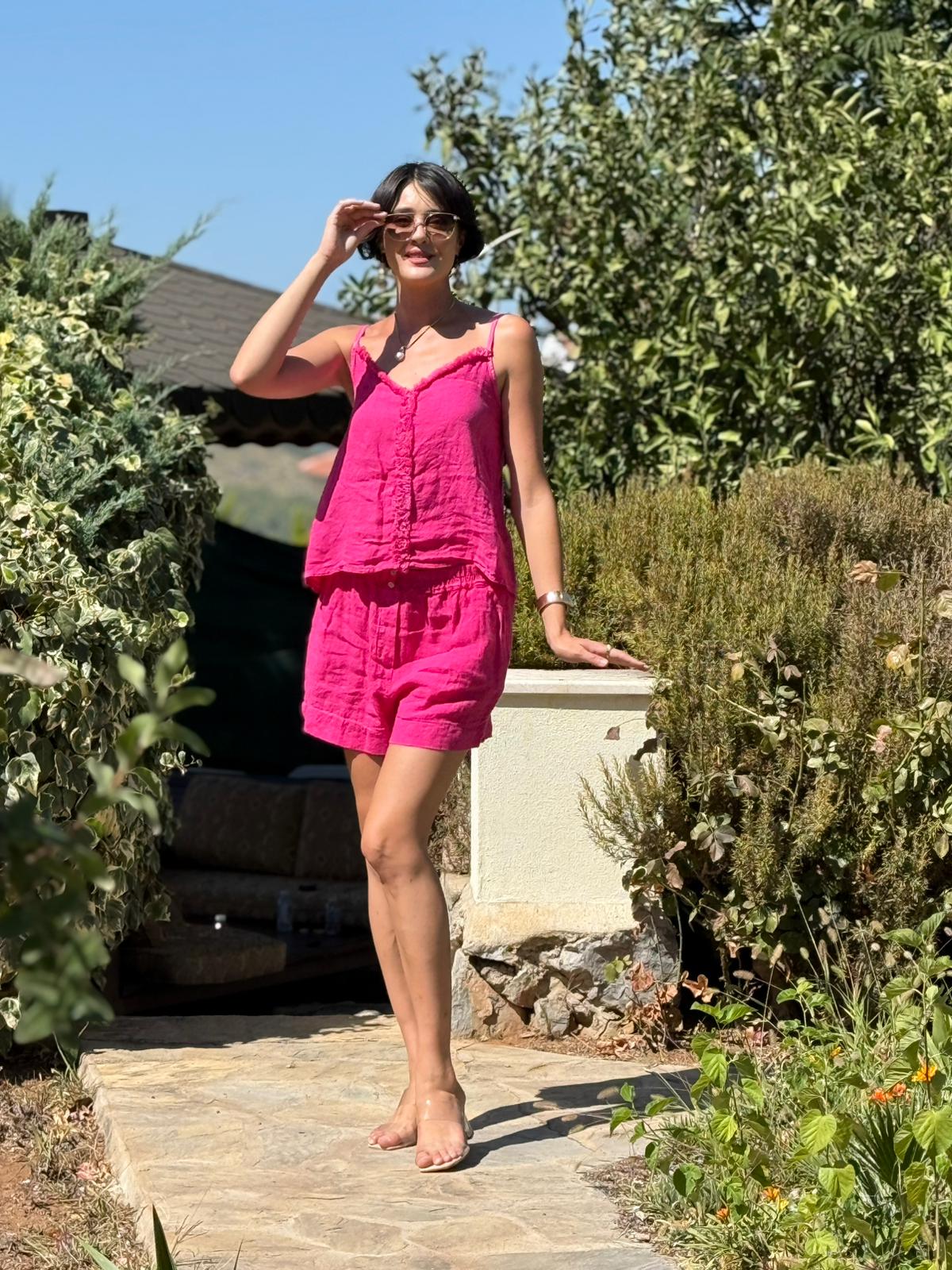 N10661 Traje Italiano Lino Ciruela