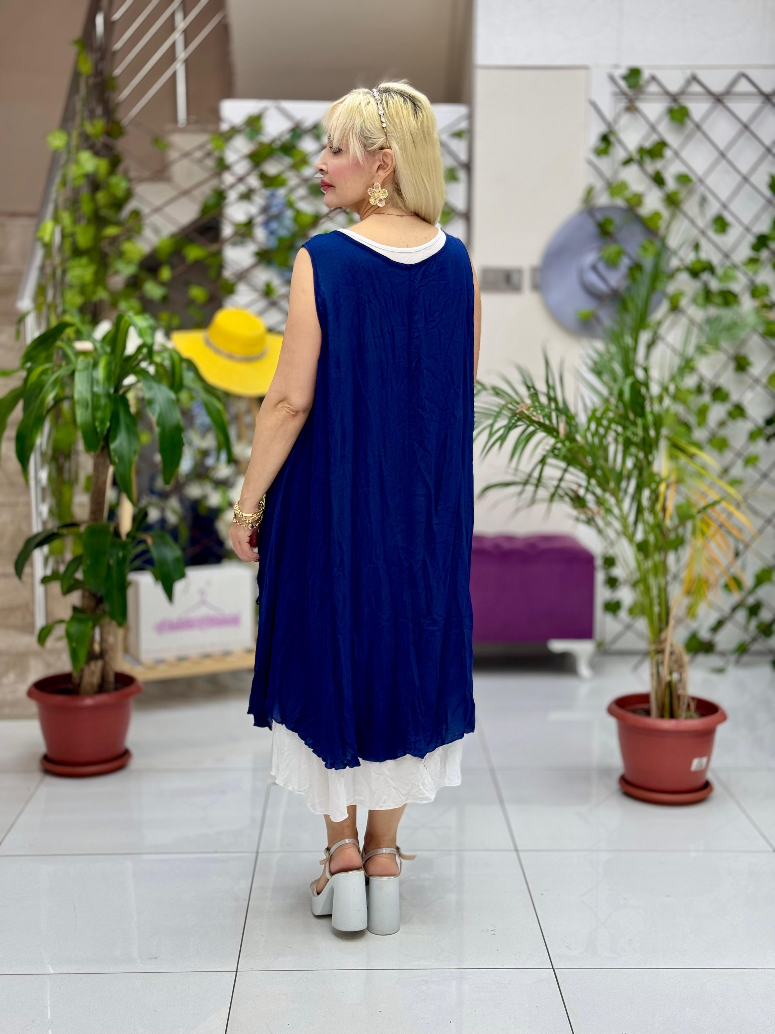 M1046 Vestido Voile Sin Mangas Rojo