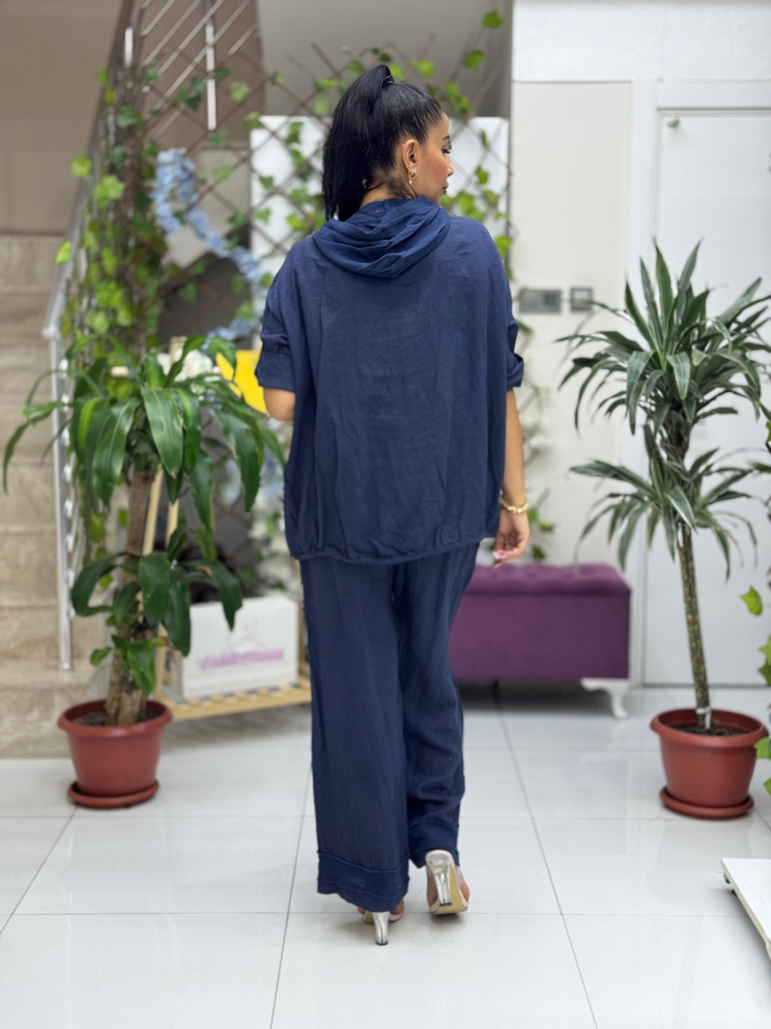N10661 Traje Italiano Lino Ciruela