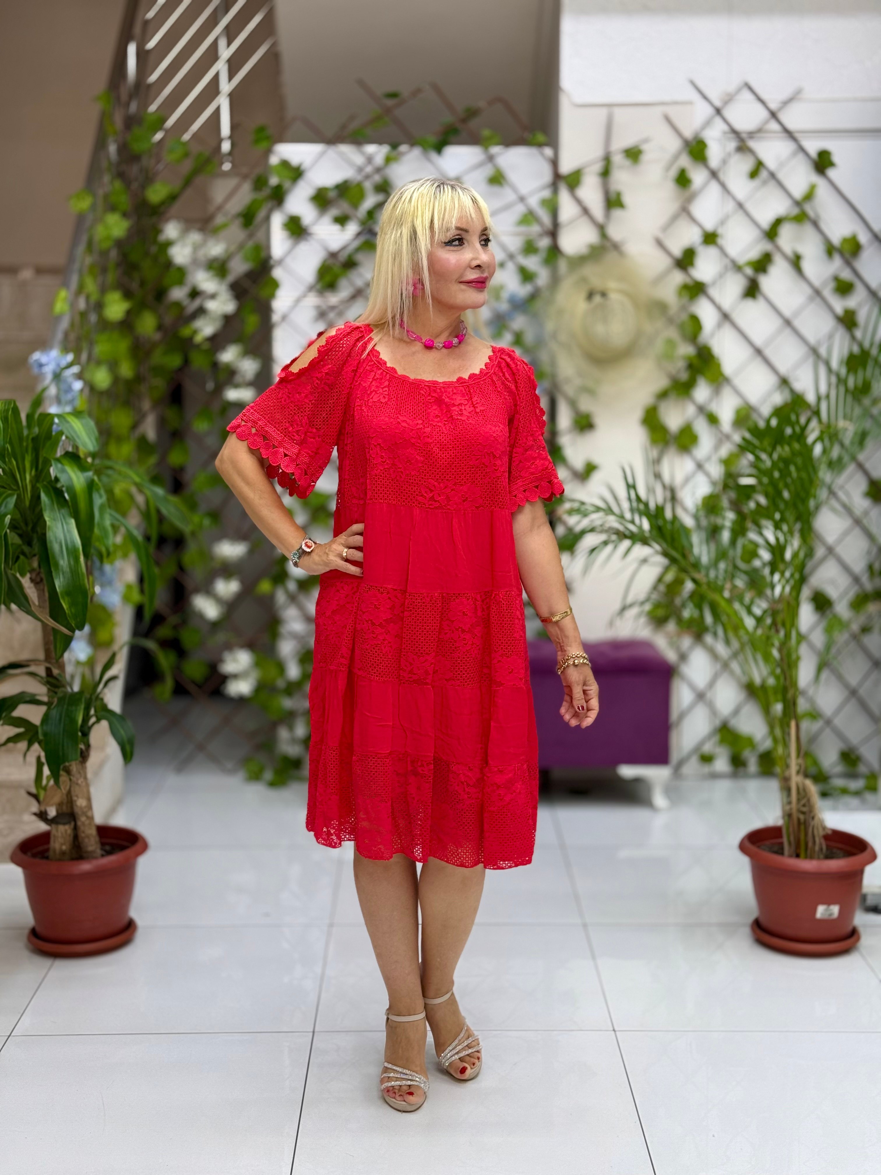 N20725 Vestido de algodón italiano Rosa