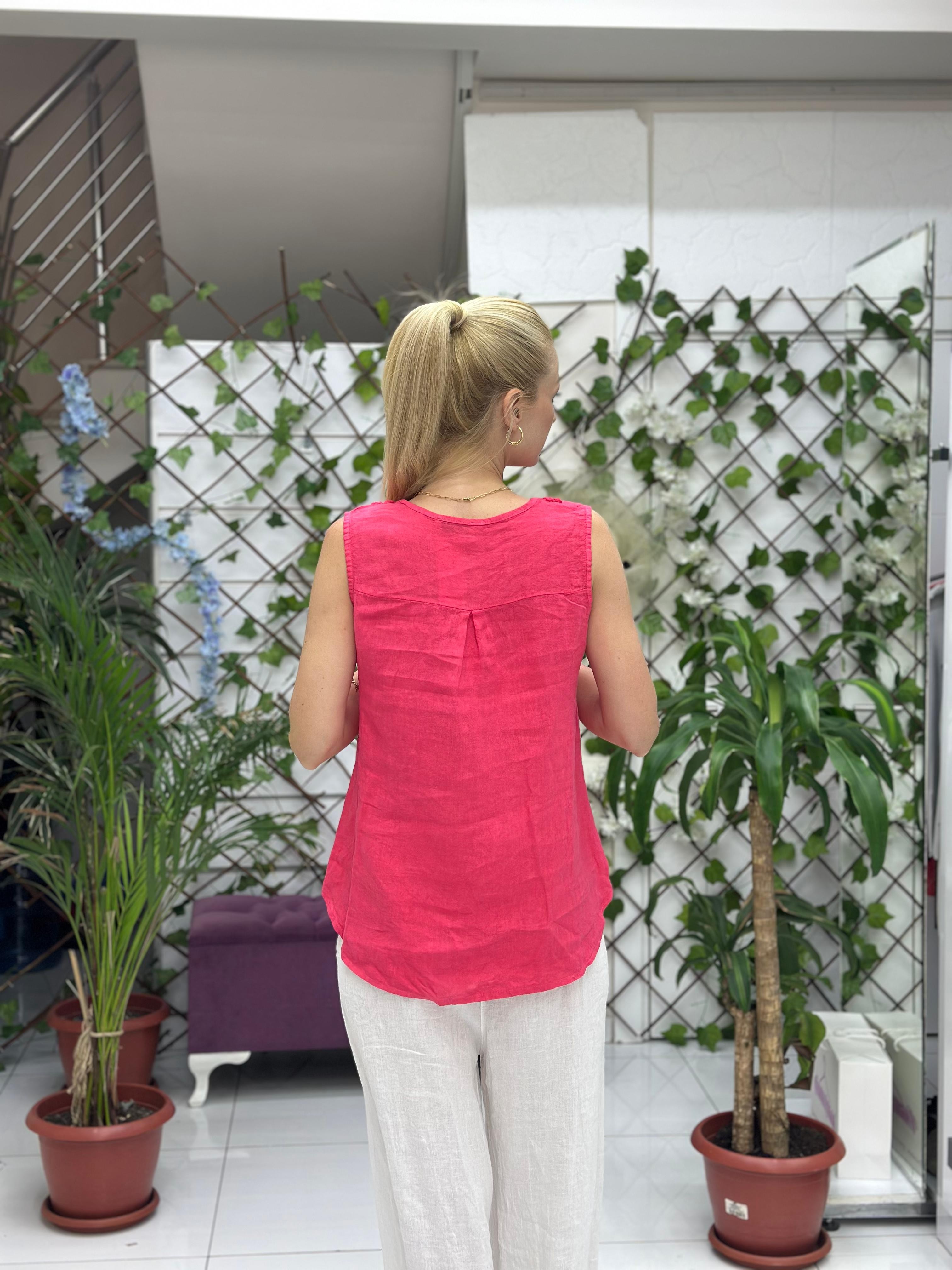 N23003 Blusa Lino Algodón Italiano Visón
