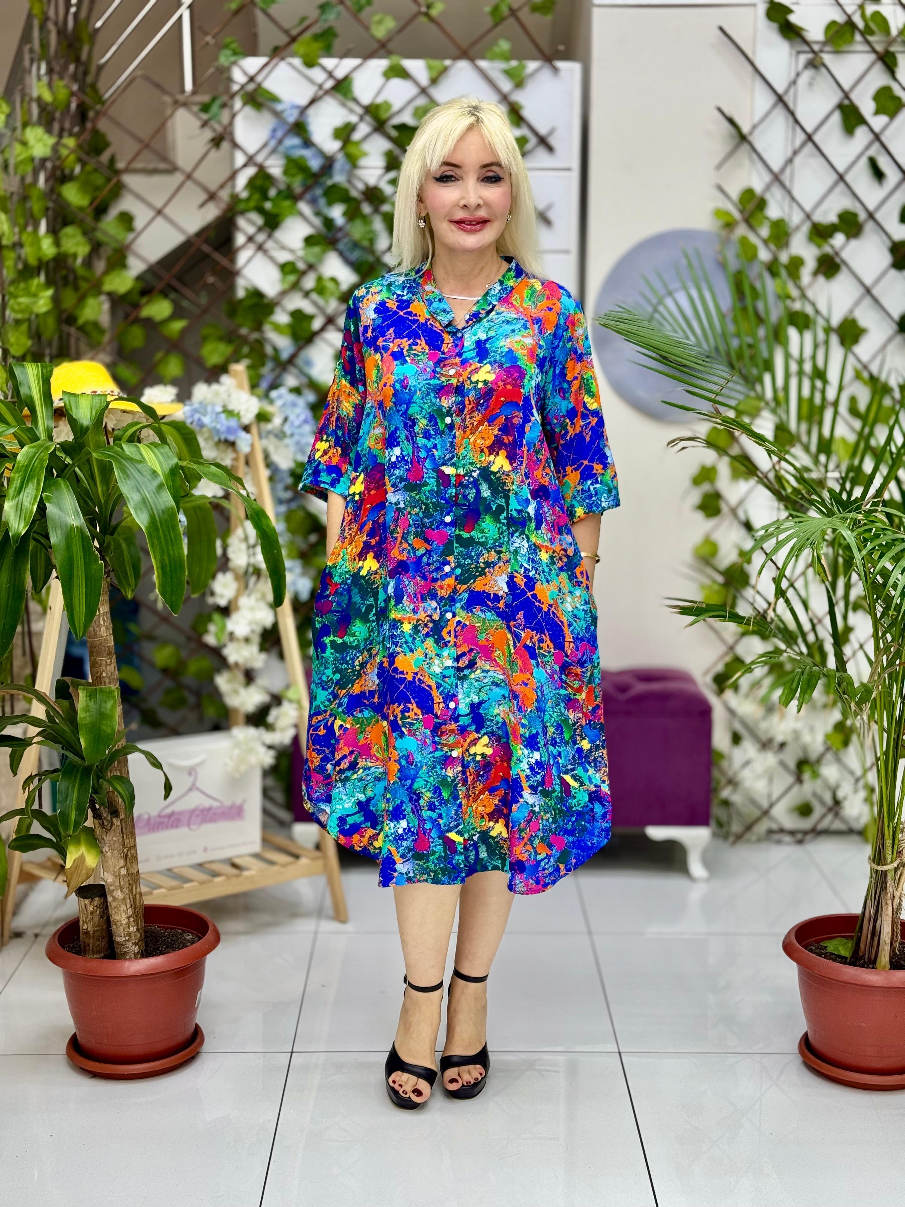 BH13008 Hakim Yaka Viskon Bahar Elbise