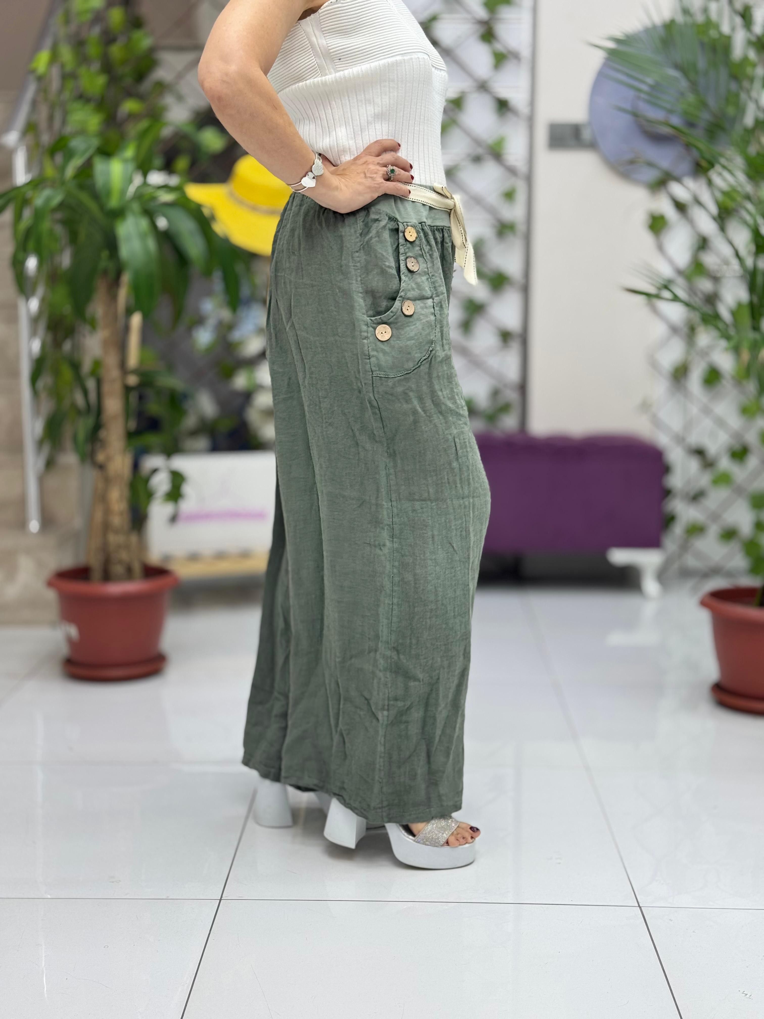NC2613 İtalyan Keten Pantolon Haki