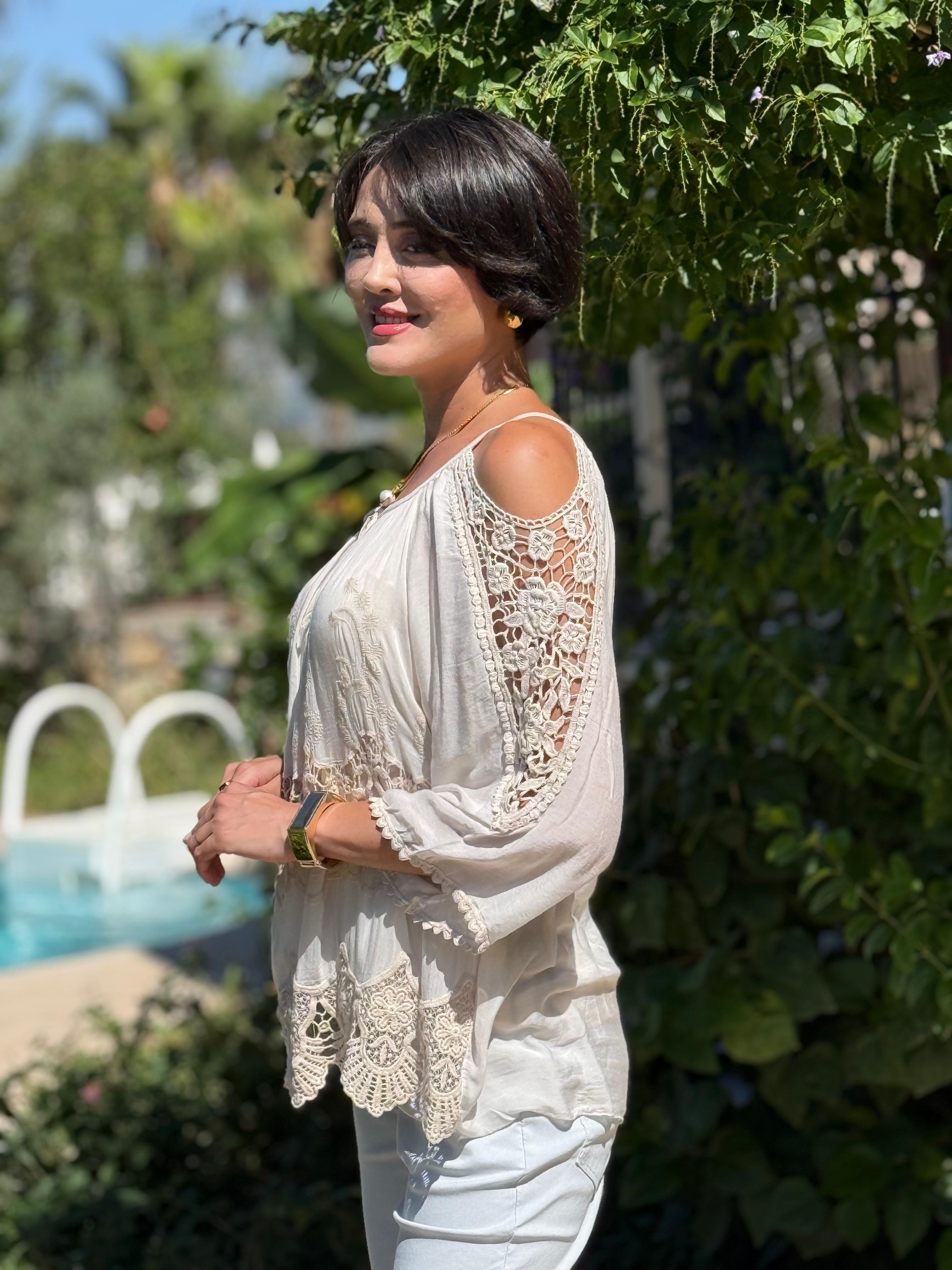 NC9740 İtalyan İpek Bluz Bej