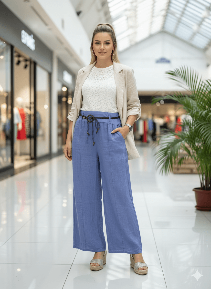 P3082 PANTALÓN LINO ITALIANO MARRÓN
