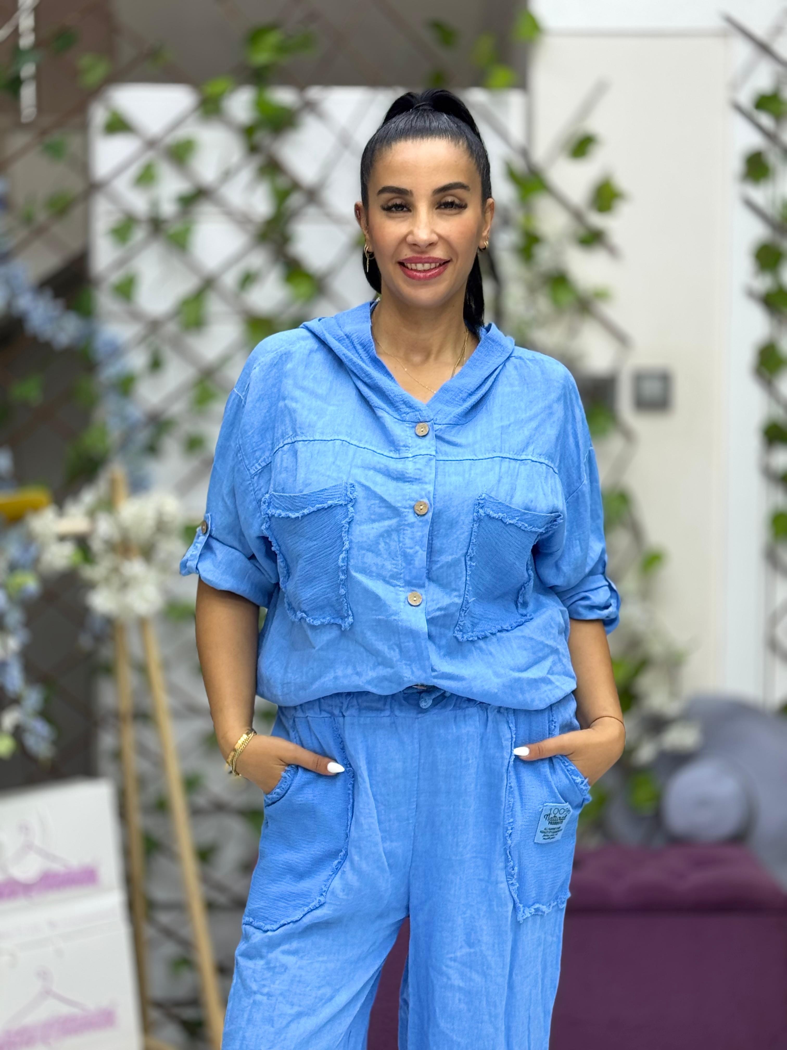 N10661 Traje Italiano Lino Ciruela