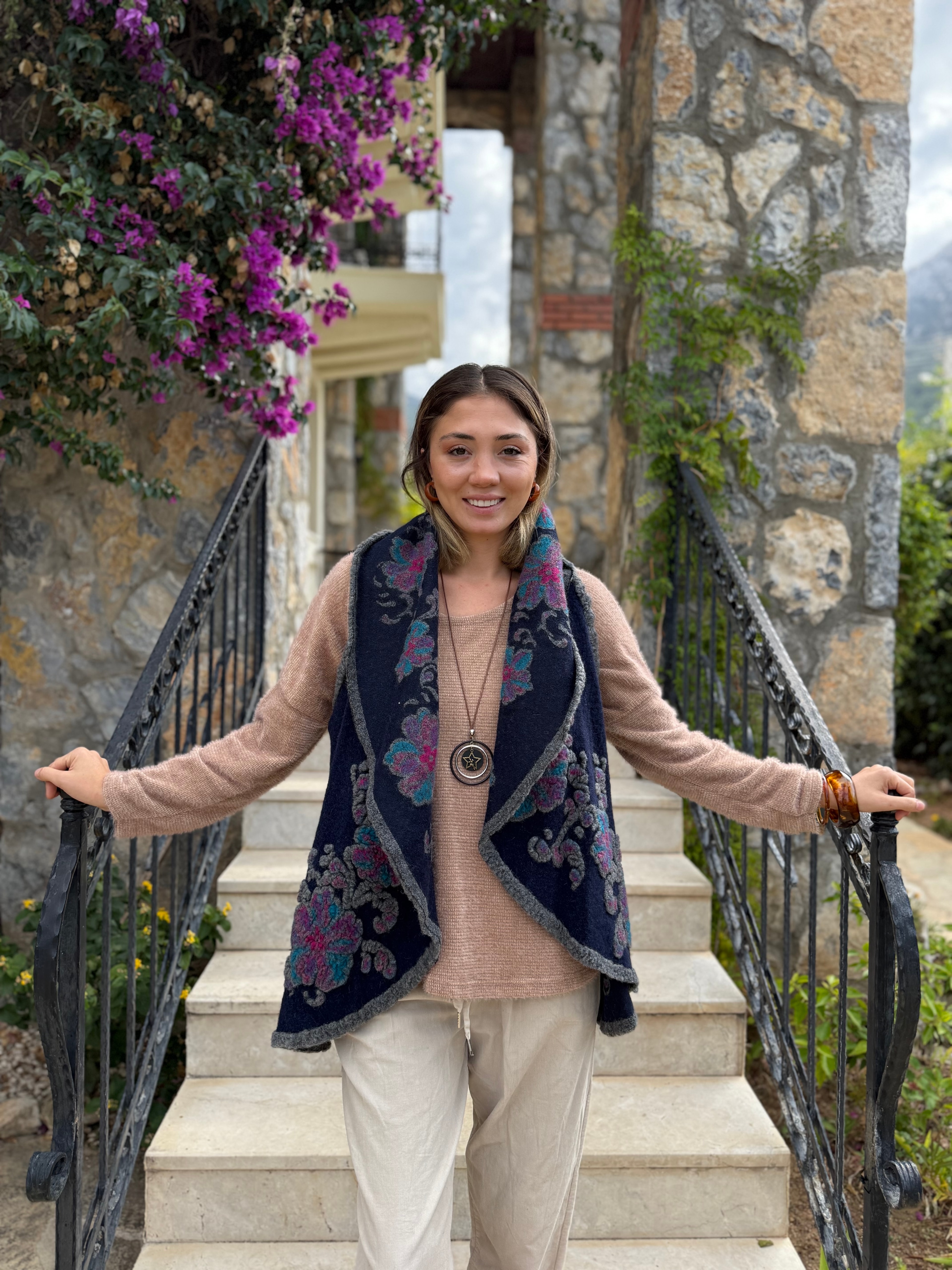 YG22602 Dökümlü İtalyan Keçe Yelek