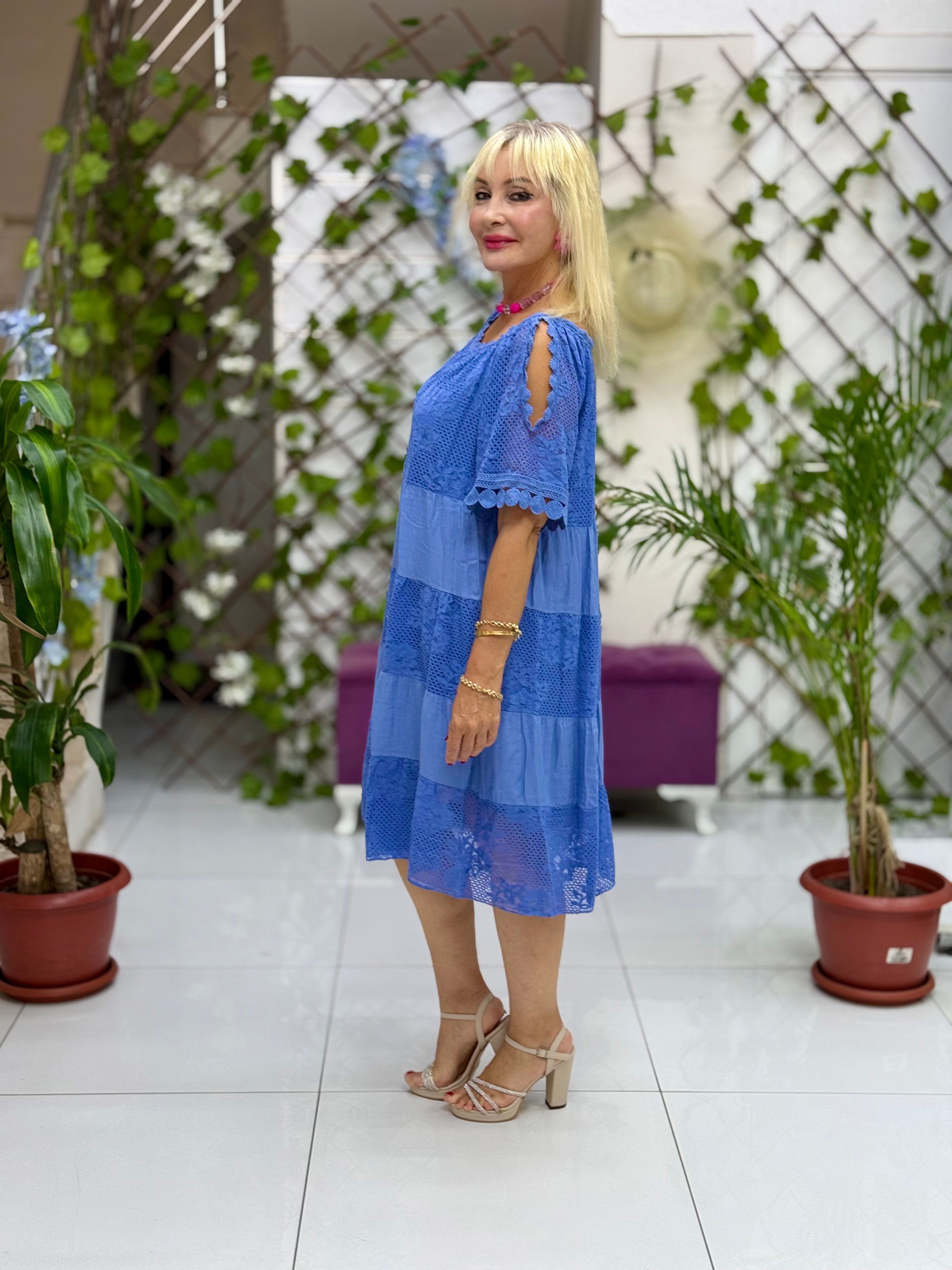 N20725 Vestido de algodón italiano Rosa