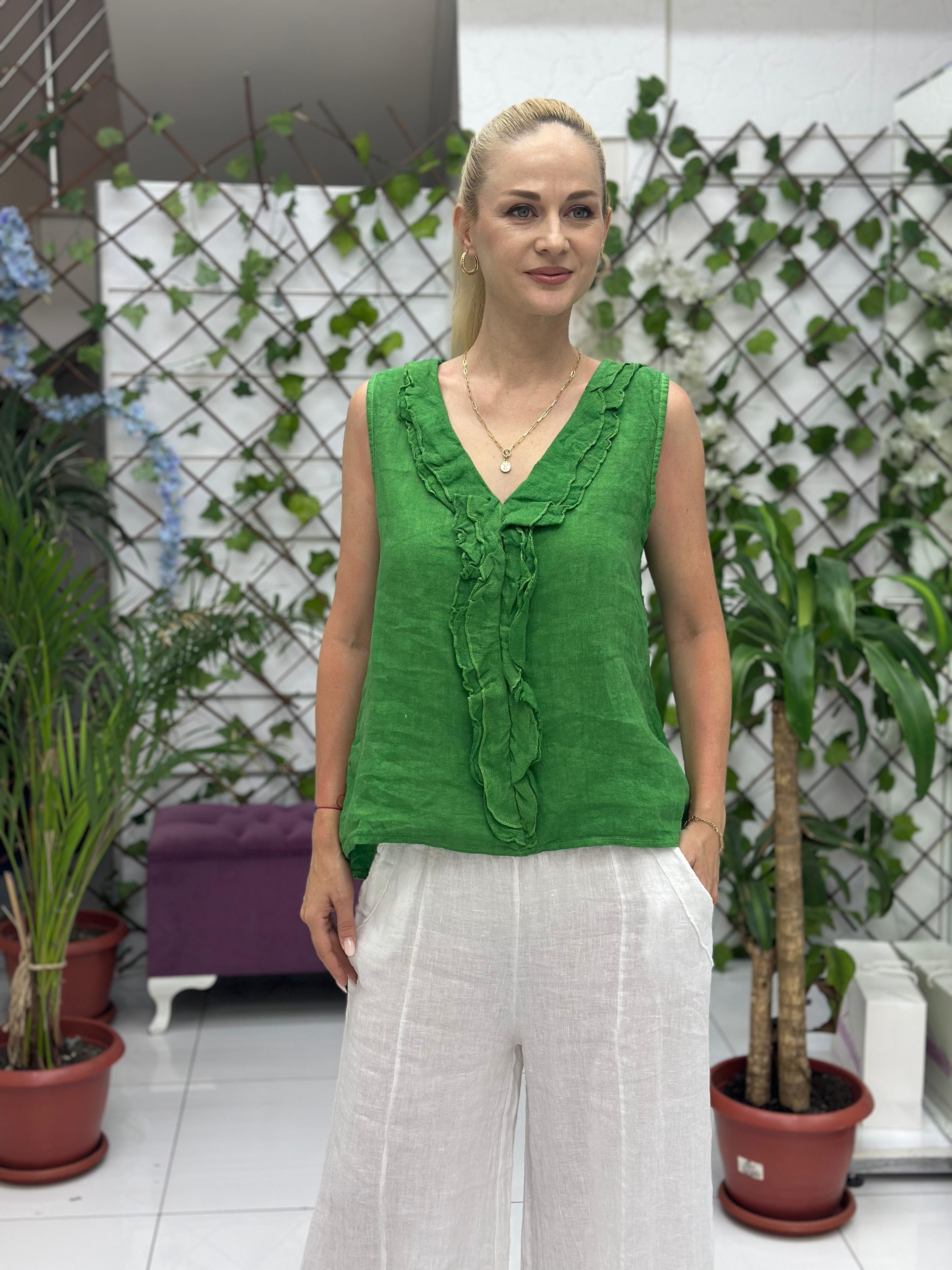 N23003 Blusa Lino Algodón Italiano Visón